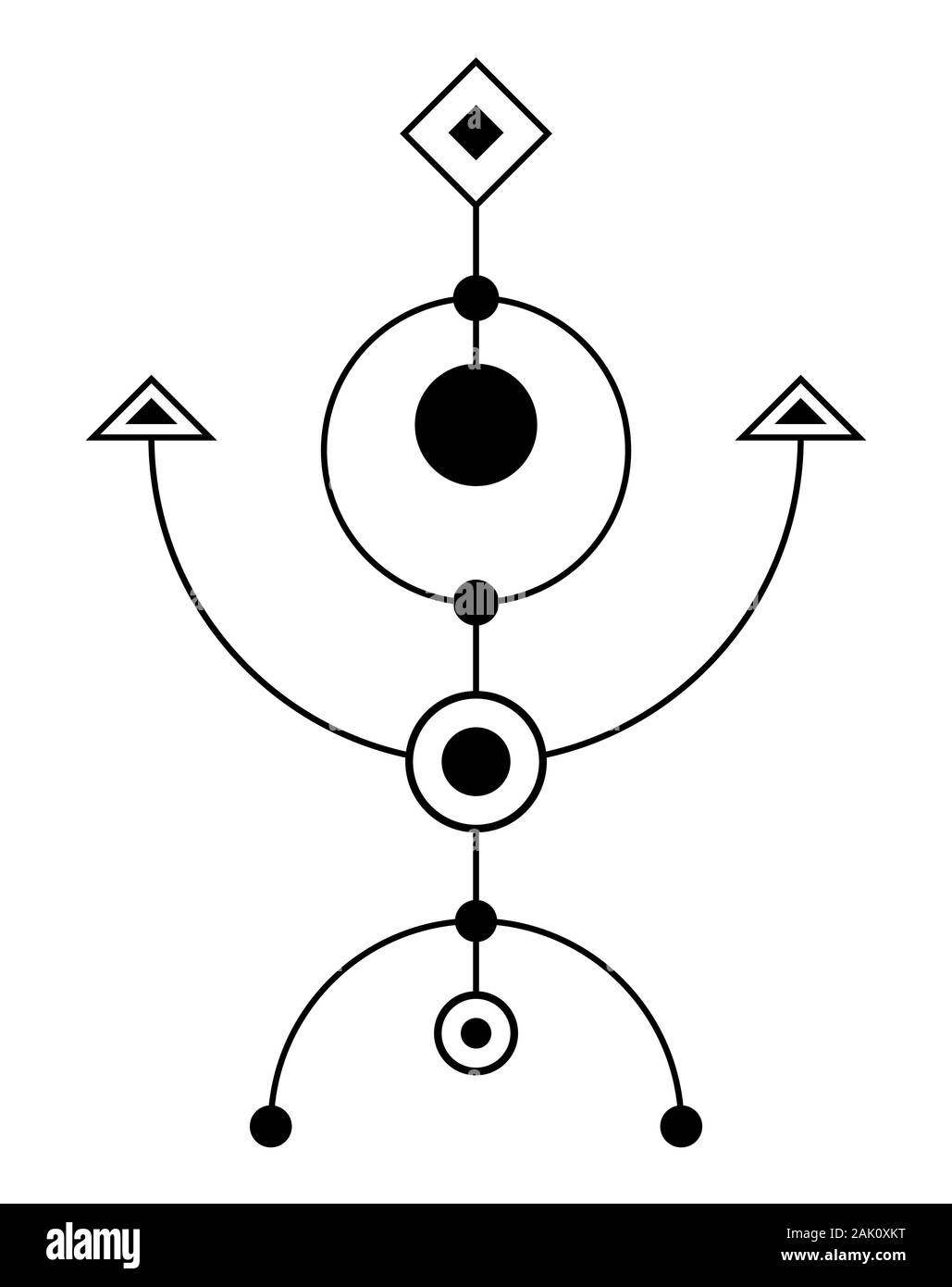 Abstrakte geometrische Symbol. Heilige Geometrie mit geometrischen Formen. Auf weissem Hintergrund. Schwarz linearen Formen. Lineare Logo. Stock Vektor