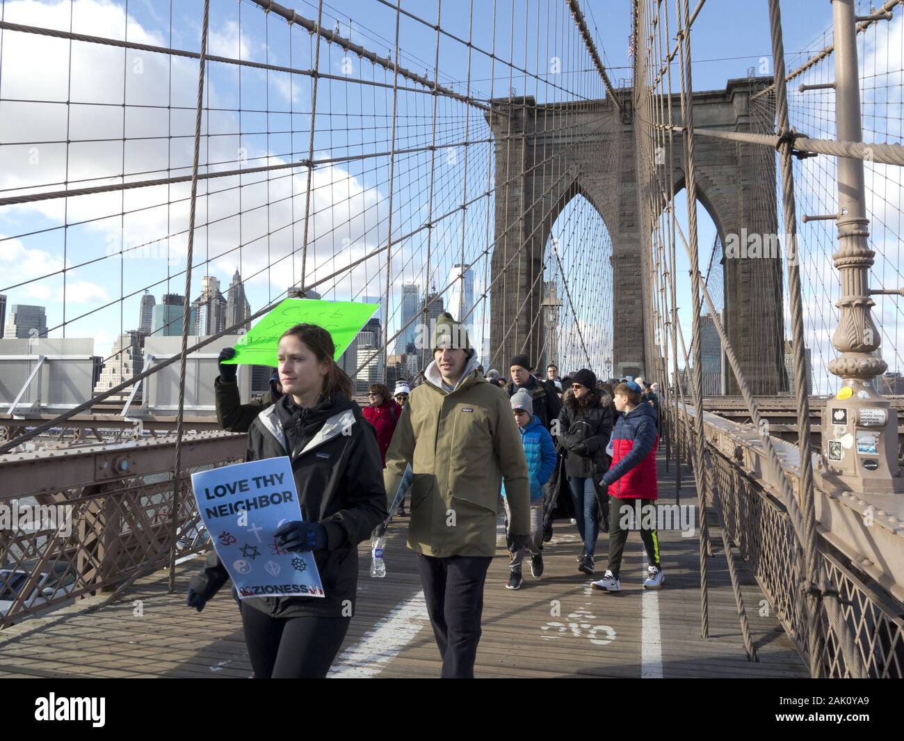 New York, USA. 5. Januar, 2020. Rund 15.000 Demonstranten auf die Straße gingen, die keinen Hass keine Angst März als Reaktion auf den verschärften antisemitischen Attac Stockfoto