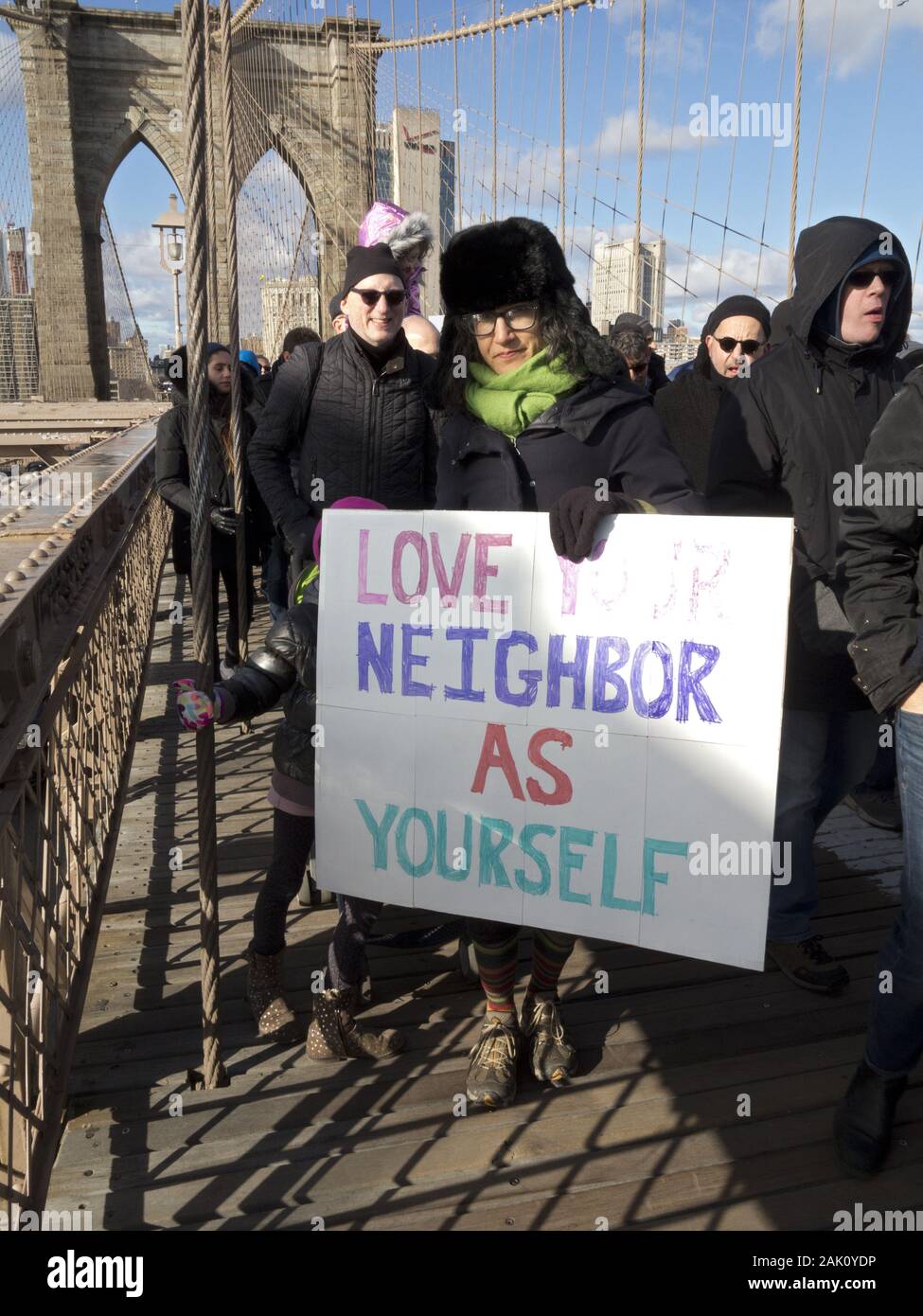 New York, USA. 5. Januar, 2020. Rund 15.000 Demonstranten auf die Straße gingen, die keinen Hass keine Angst März als Reaktion auf den verschärften antisemitischen Attac Stockfoto