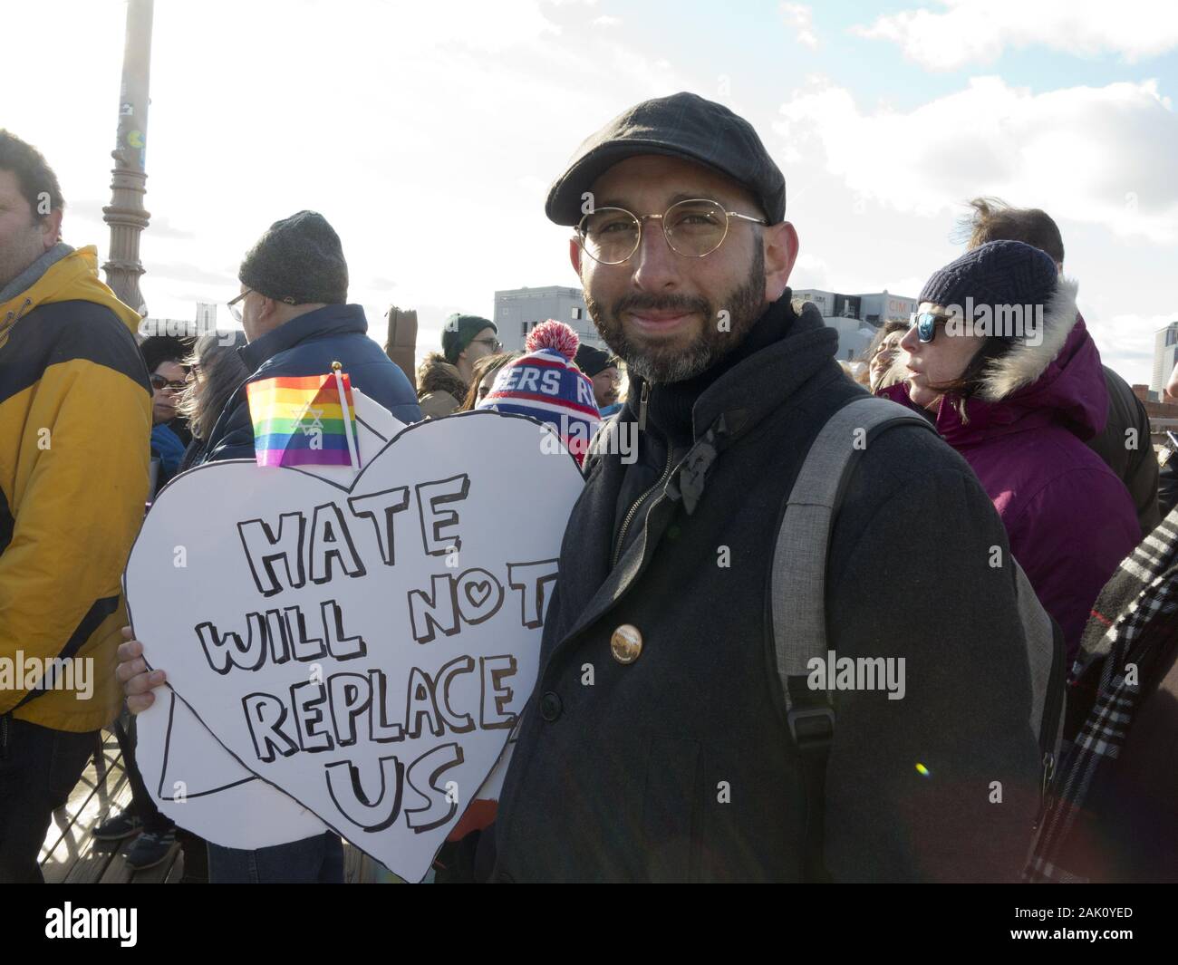 New York, USA. 5. Januar, 2020. Rund 15.000 Demonstranten auf die Straße gingen, die keinen Hass keine Angst März als Reaktion auf den verschärften antisemitischen Attac Stockfoto