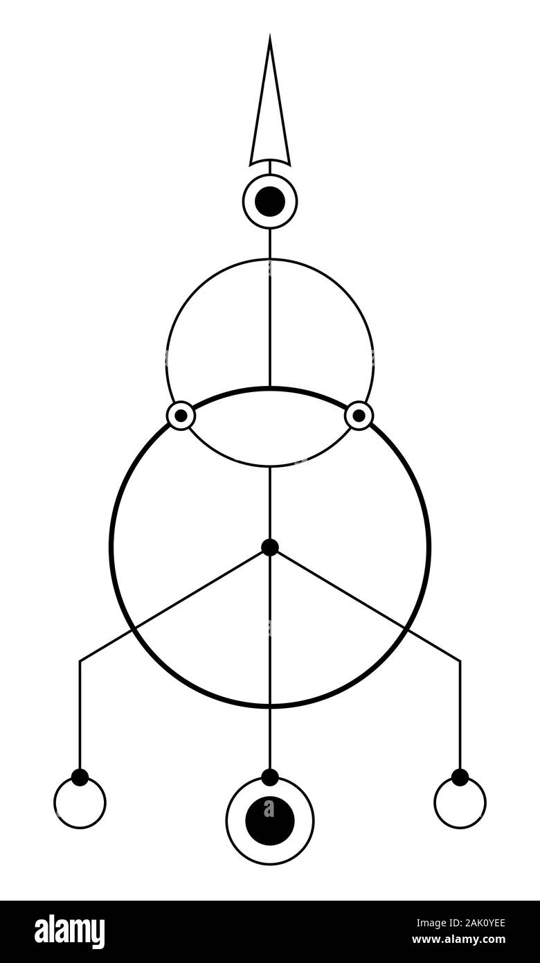 Abstrakte geometrische Symbol. Heilige Geometrie mit geometrischen Formen. Auf weissem Hintergrund. Schwarz linearen Formen. Lineare Logo. Stock Vektor