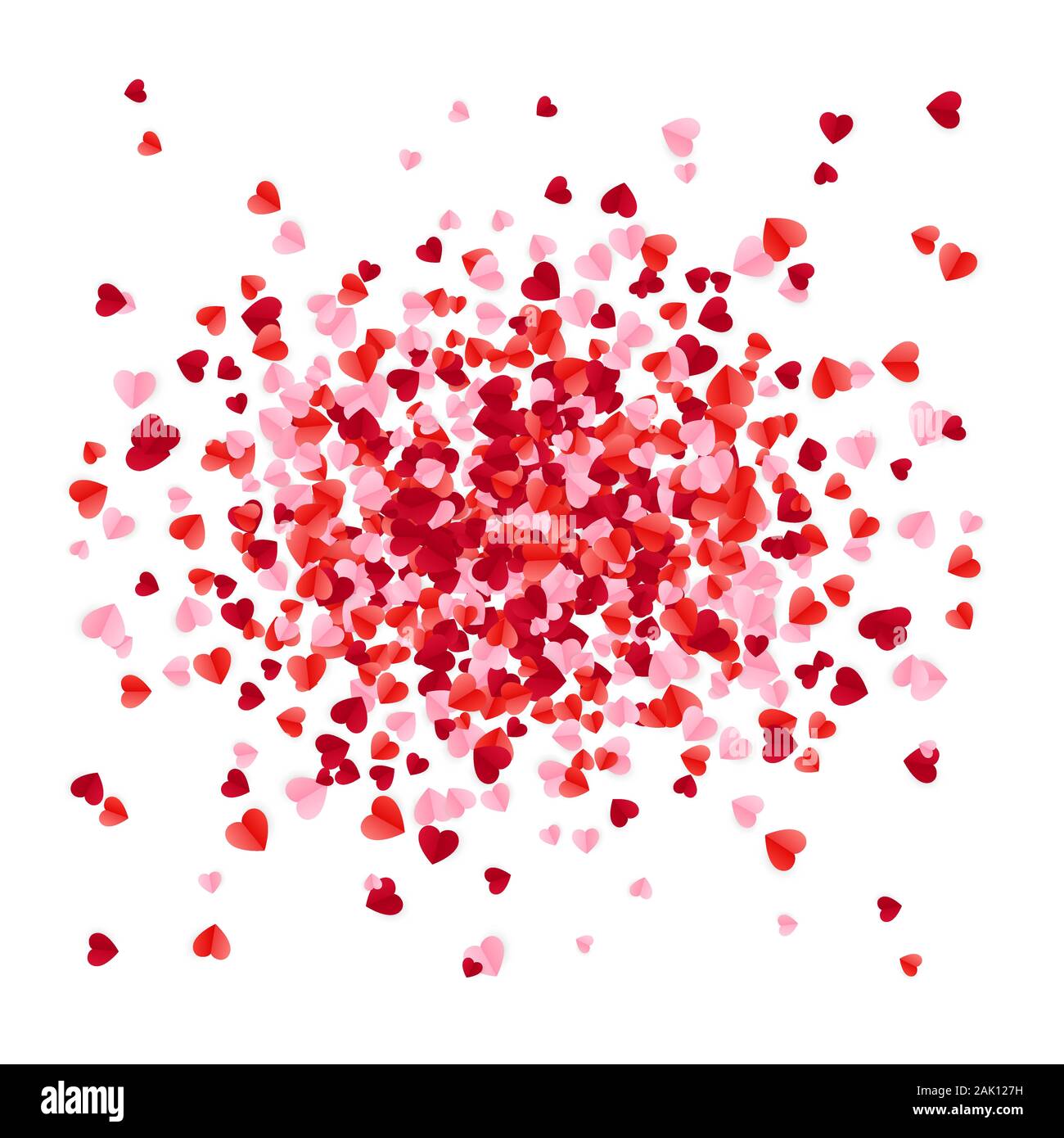 Rot Rosa und Rose scatter Papier Herzen Konfetti. Bunte Urlaub Dekoration Element. Glücklich gruss Valentinstag Karte abdecken. Vector Illustration Stock Vektor