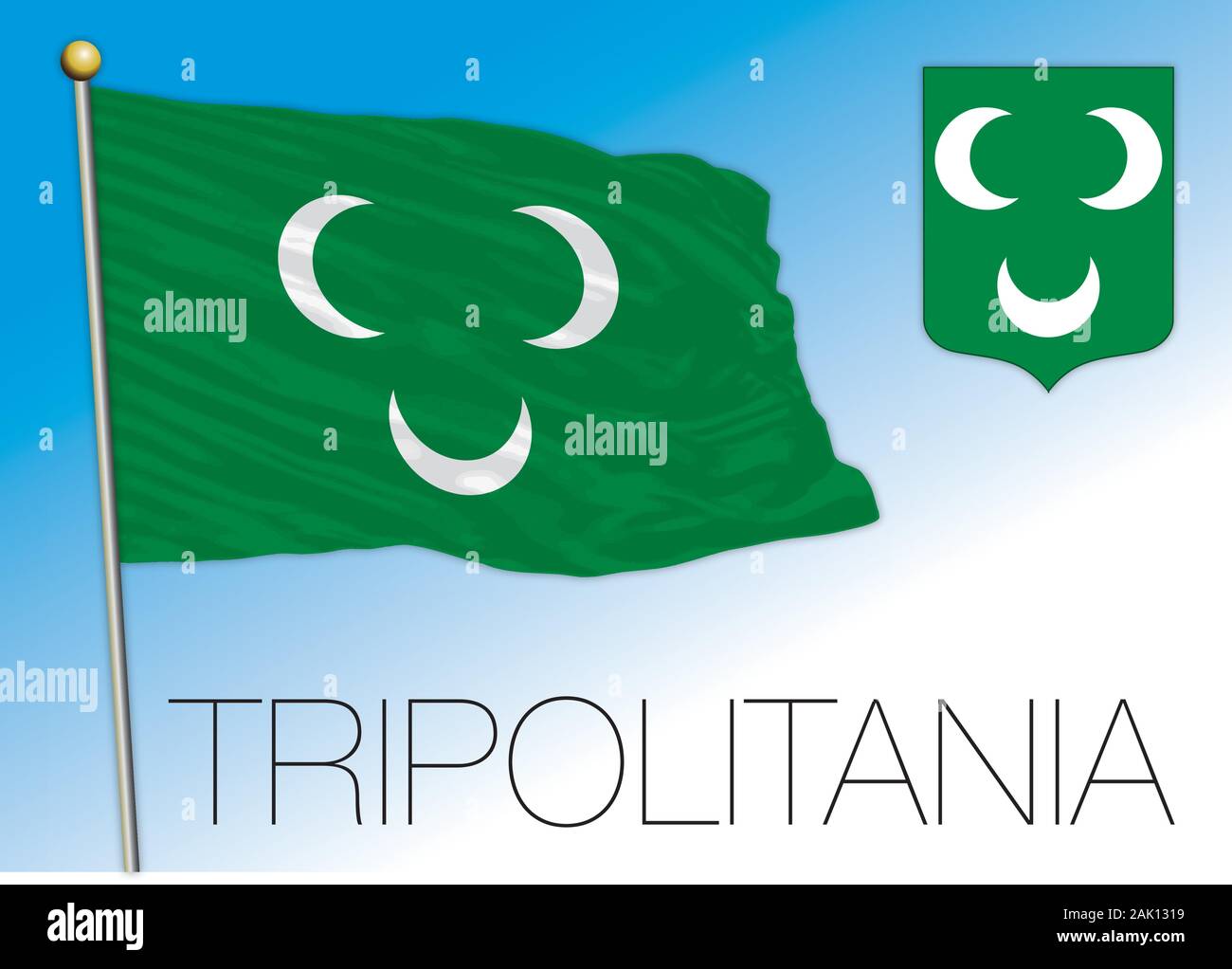 Tripolitanien regionalen Flagge und Wappen, Libyen, afrikanisches Land, Vektor, Abbildung Stock Vektor