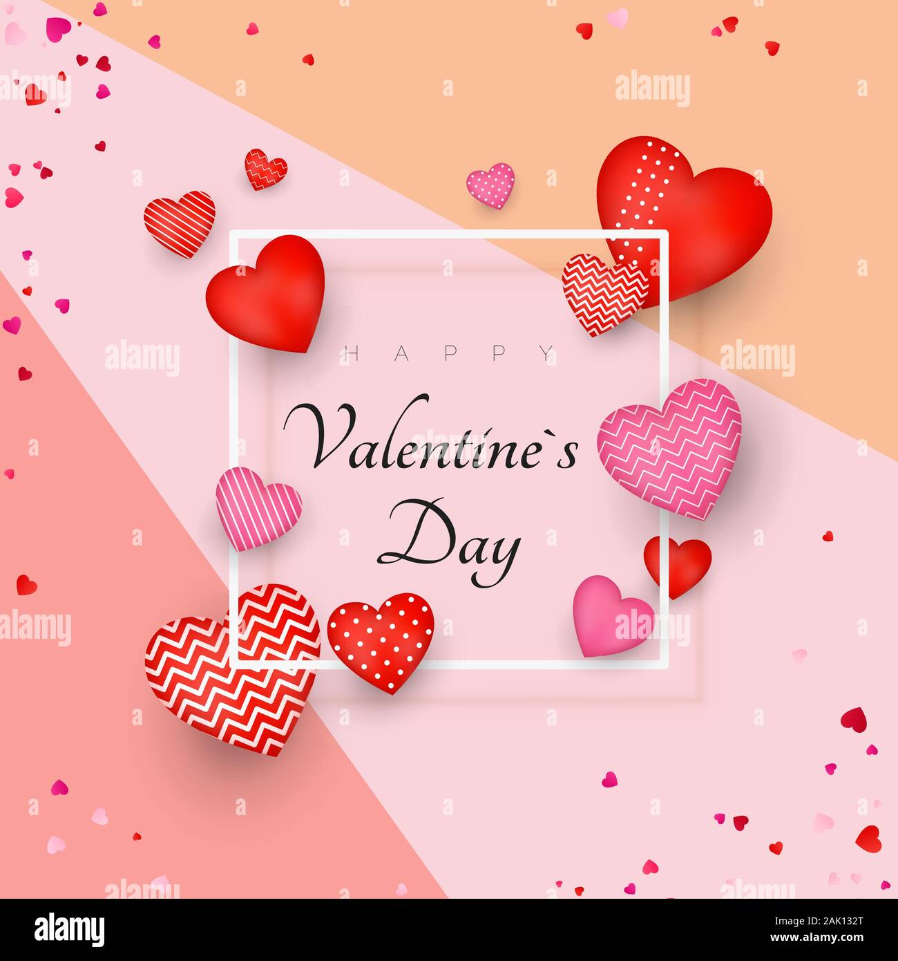 Happy Valentine's Day Grußkarte oder Einladung Design. Februar 14 Tag der Liebe und Romantik. My Valentine. Holiday Banner mit roten Herzen. Vecto Stock Vektor