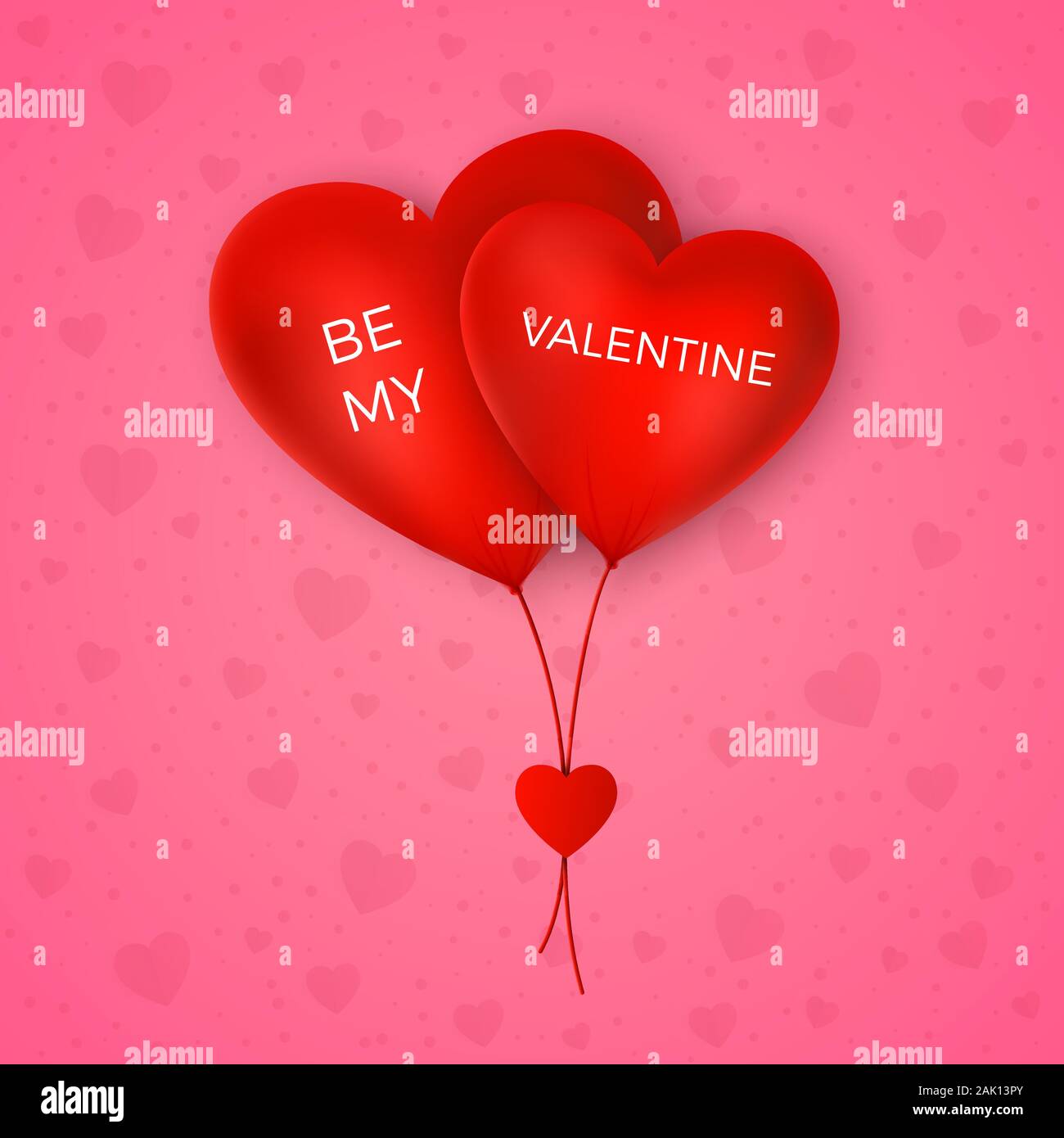 Valentinstag Grusskarten. Paar Luftballons rote Farbe Herz Form. My Valentine. Vektor Stock Vektor
