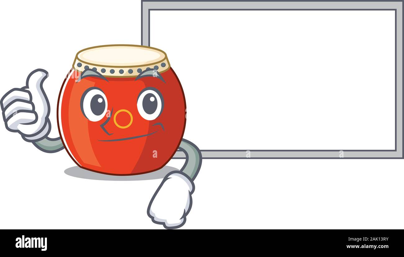Daumen hoch der chinesischen Drum cartoon Design mit Board Stock Vektor