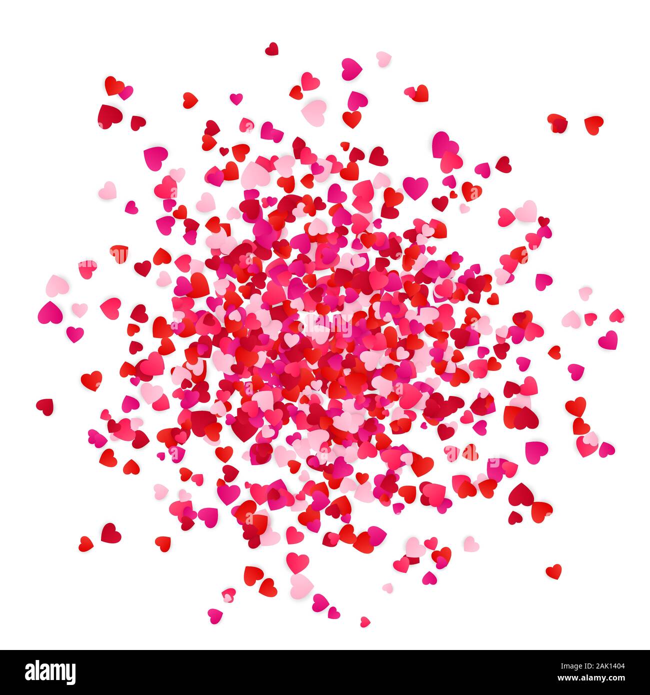 Rot Rosa und Rose scatter Papier Herzen Konfetti. Urlaub Dekoration Element. Vector Illustration auf weißem Hintergrund Stock Vektor