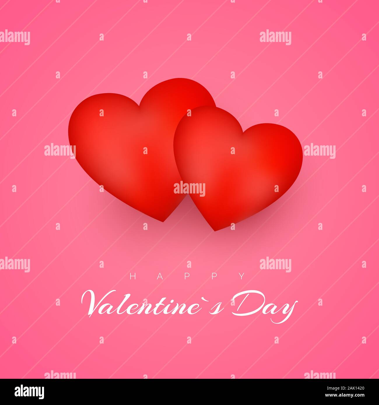 Valentinstag Grusskarten oder Einladung. Februar 14 Tag der Liebe und Romantik. Holiday Banner mit roten Herzen. Vector Illustration Stock Vektor