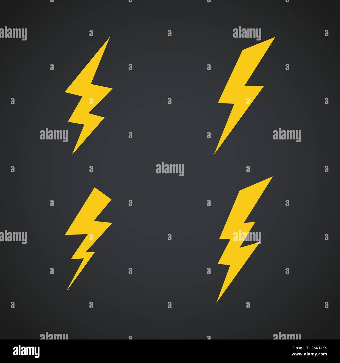Blitz Symbole gesetzt. Vektor Symbole auf dunkel eingestellt Stock Vektor