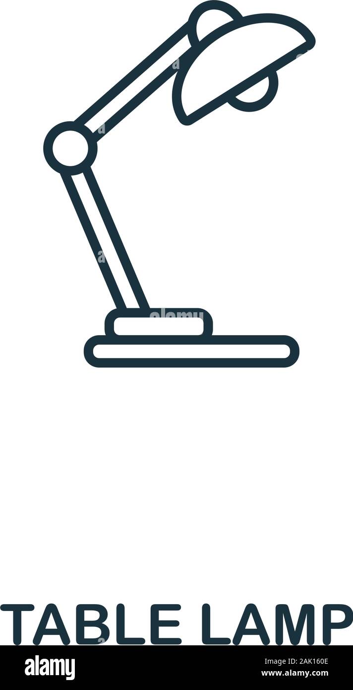 Tischleuchte Symbol Leitung. Schlankes Design im Stil von office tools Icon Sammlung. Schlichte Tischleuchte Symbol für Infografiken und Vorlagen Stock Vektor