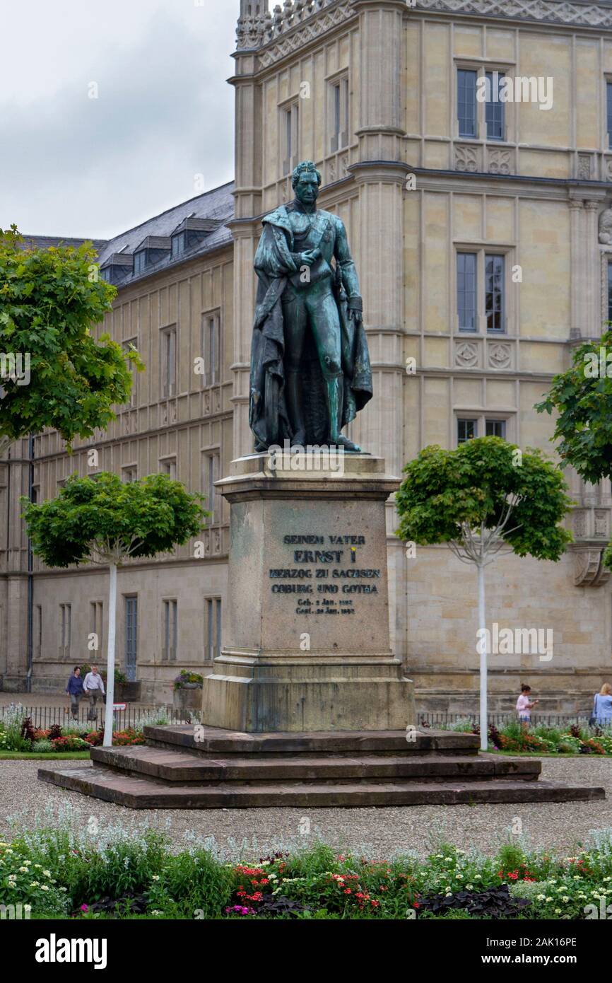 Statue von Herzog Ernest I. (Herzog Ernst I.) in Coburg, Bayern, Deutschland. Stockfoto