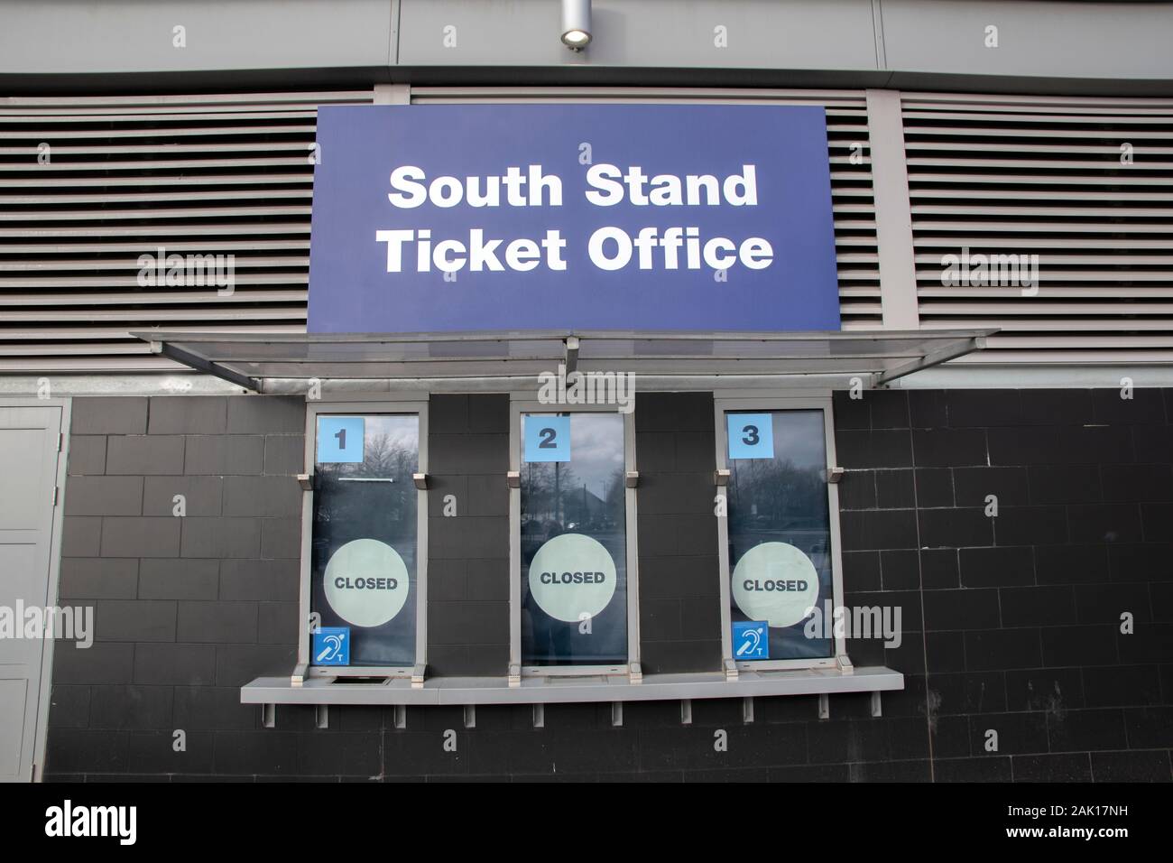 Süd Ticket Office Stand auf der Etihad Stadion in Manchester England 2019 Stockfoto