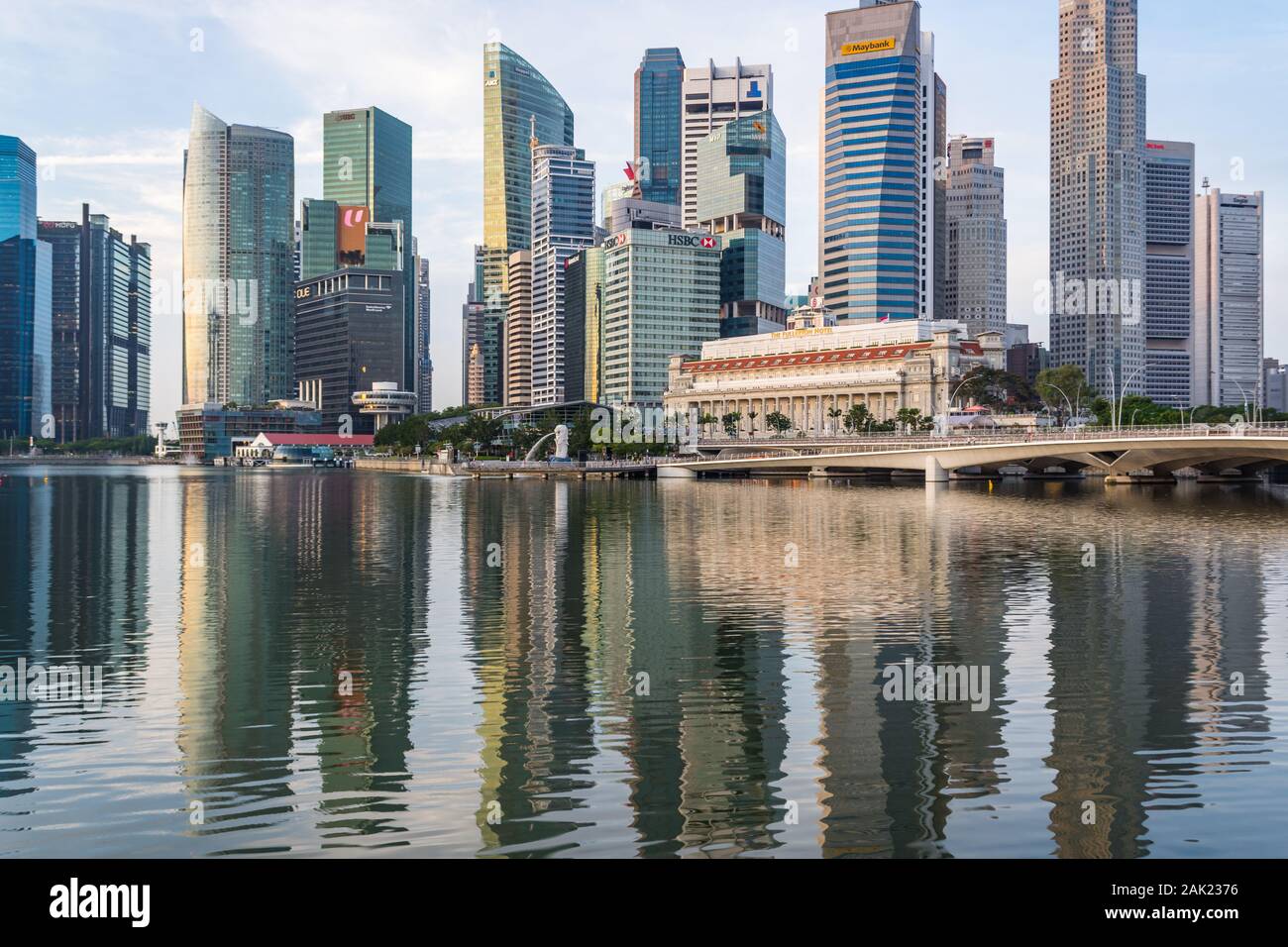 Skyline Singapur Am Frühen Morgen Stockfoto