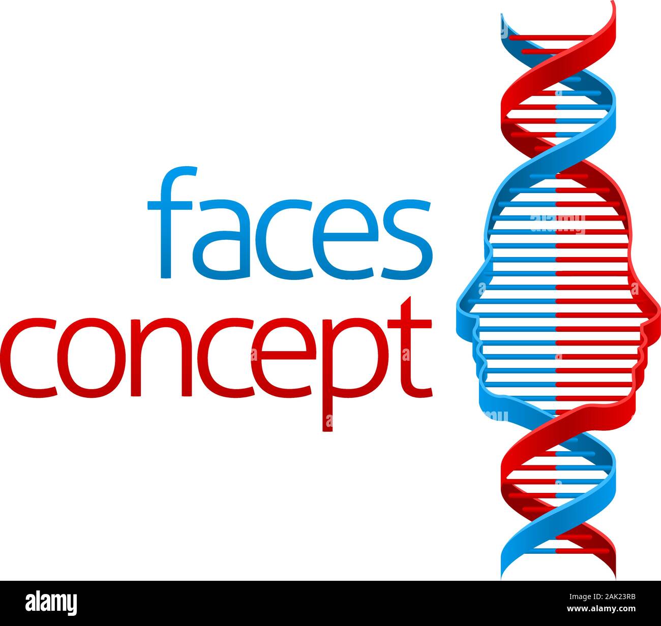DNA-Doppelhelix Gesicht Illusion Konzept Stock Vektor
