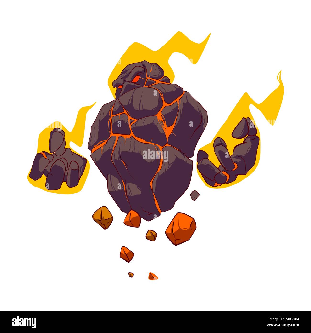 Bunte cartoon Vector Illustration eines feurigen lava Golem in Flammen Stock Vektor