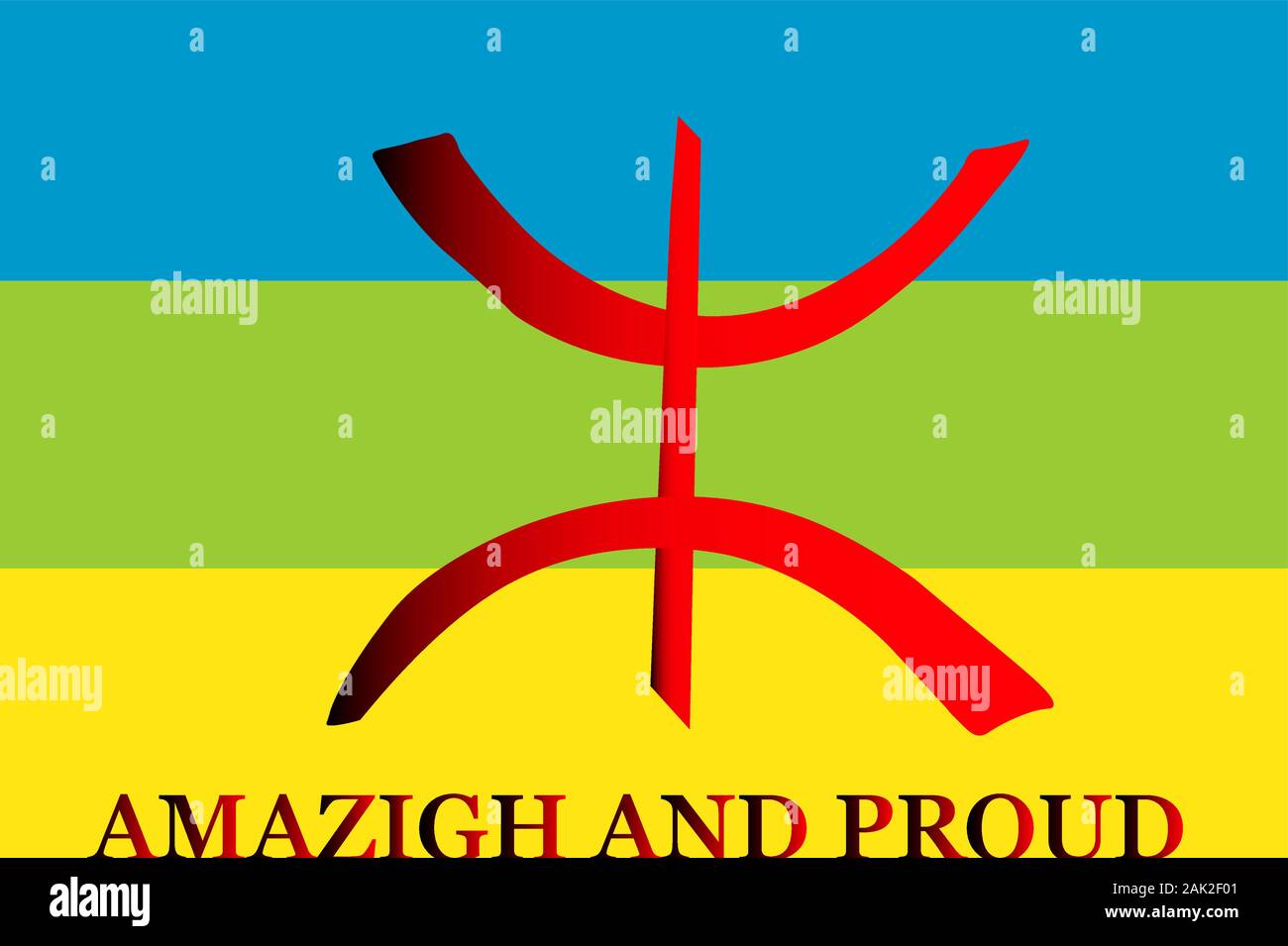 Amazigh Flagge, Kultur der Berber, nordafrikanische Symbole, Vector Illustration. Stock Vektor