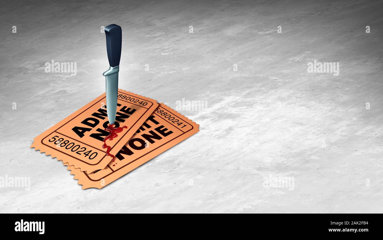 Gewaltsame Kino und Film Gewalt als Horror oder Filme gore als 3D-Darstellung. Stockfoto