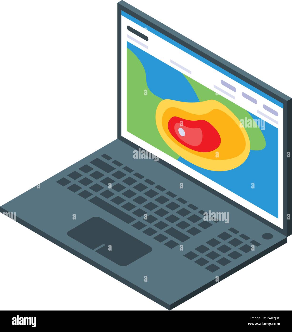 Laptop tornado Beobachtung Symbol, isometrische Stil Stock Vektor