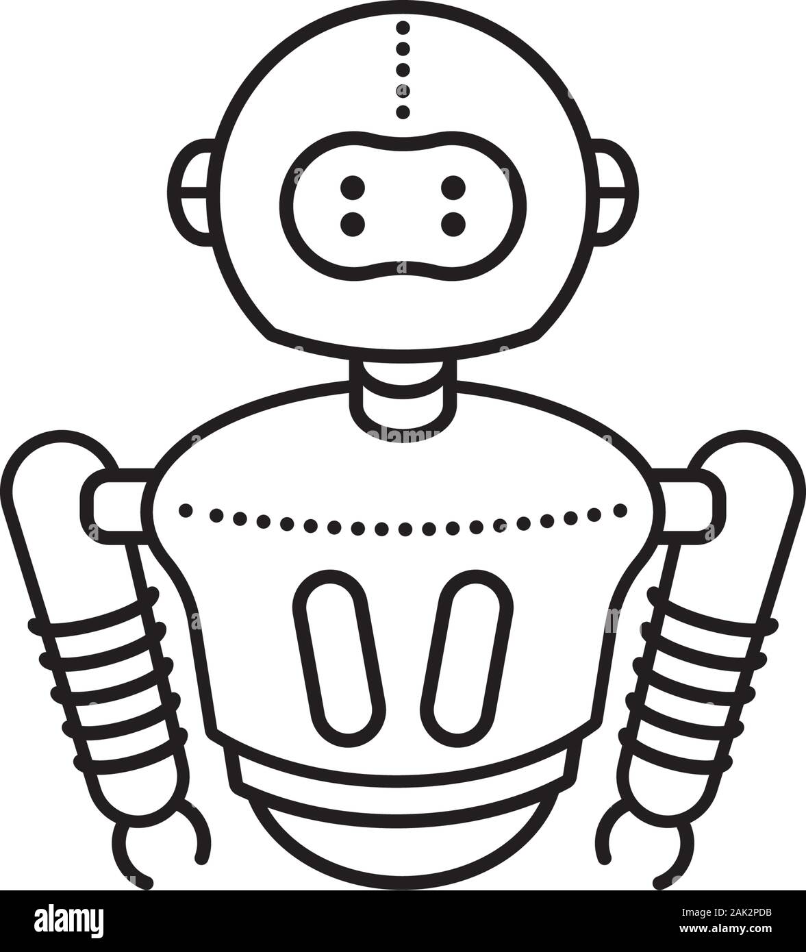 Süß schwebende Roboter Umrisse Symbol. Science Fiction und Technologie vektor Symbol. Stock Vektor