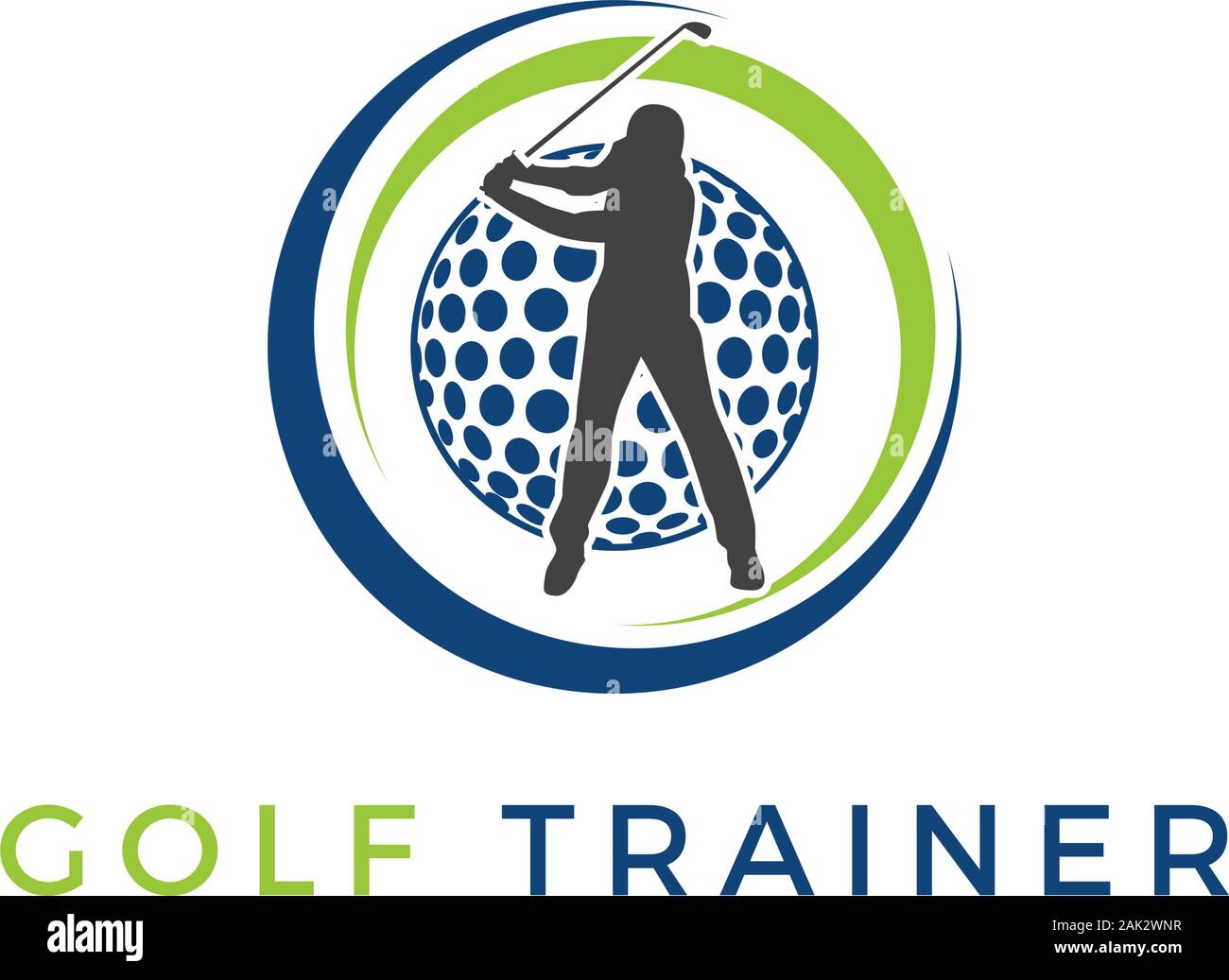 Golf Trainer logo Inspirationen, Golf logo Idee Stock Vektor