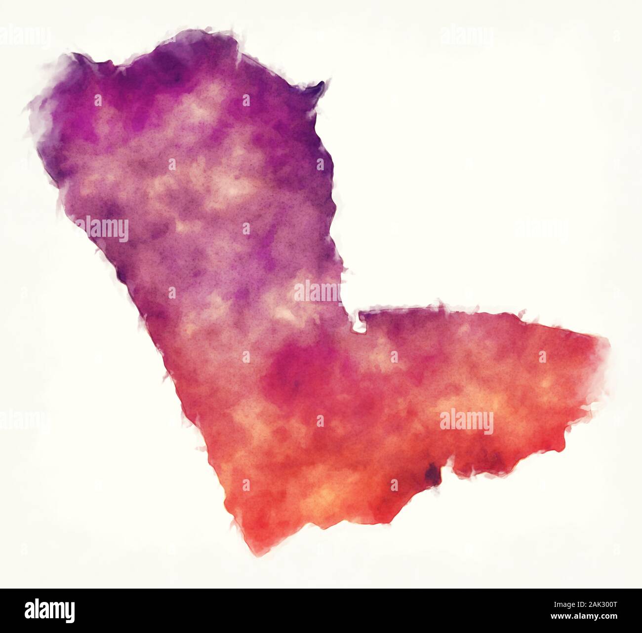 Kunene region Aquarell Karte von Namibia Stockfoto