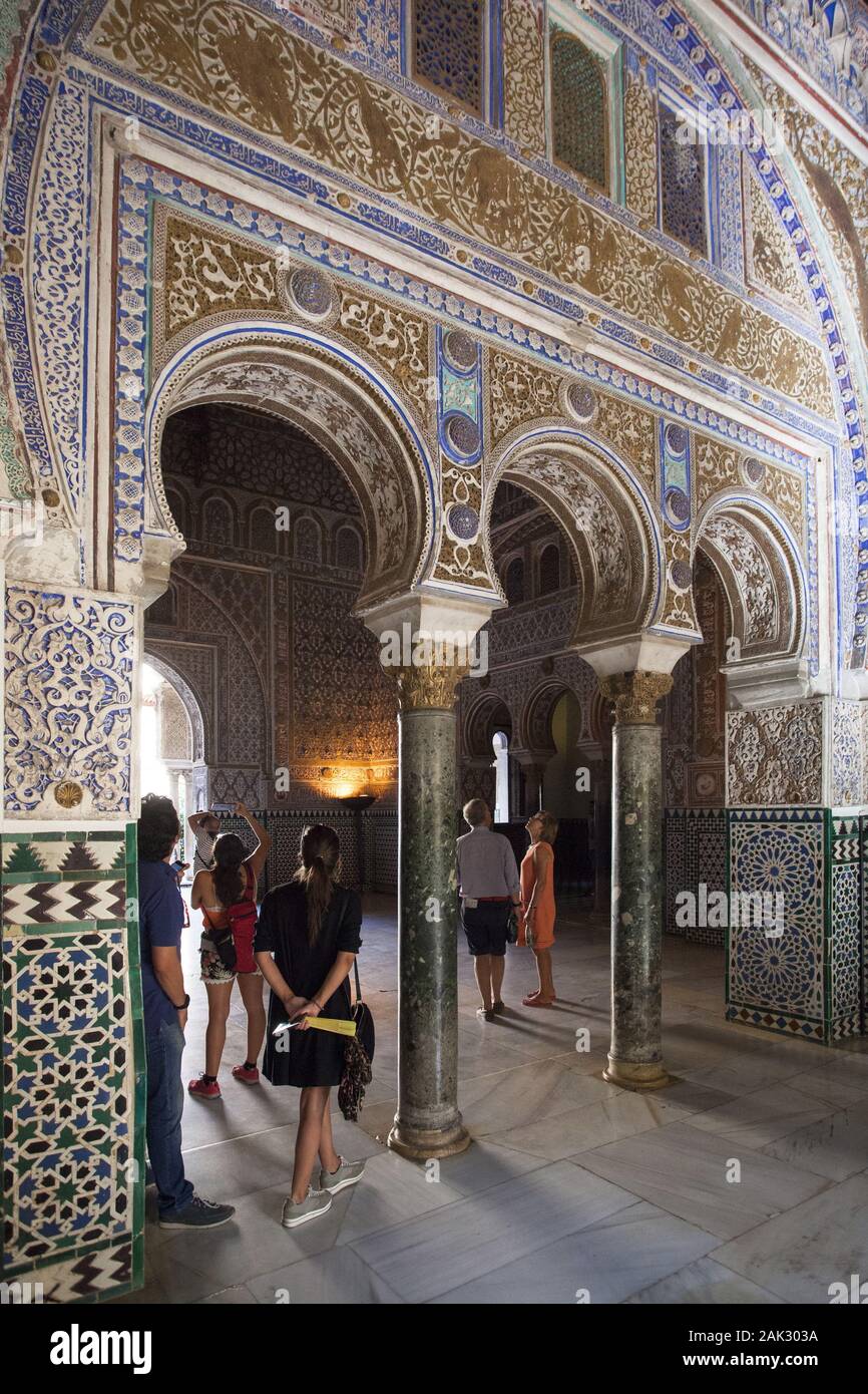 Provinz Sevilla / Sevilla Stadt: Salon de Embajadores im koenigspalast Reales Alcazares, Andalusien | Verwendung weltweit Stockfoto