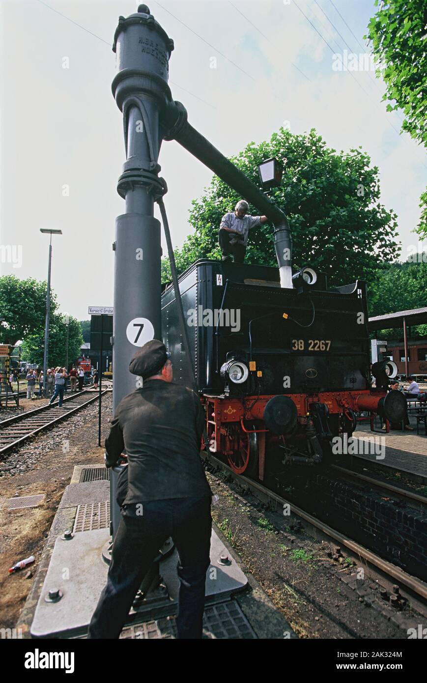 Das Bild zeigt den Zug - Ruhrtalbahn -, eine historische Dampfer des Eisenbahnmuseum Bochum-Dahlhausen, Nordrhein-Westfalen, Deutschland. (Undatiert pictu Stockfoto