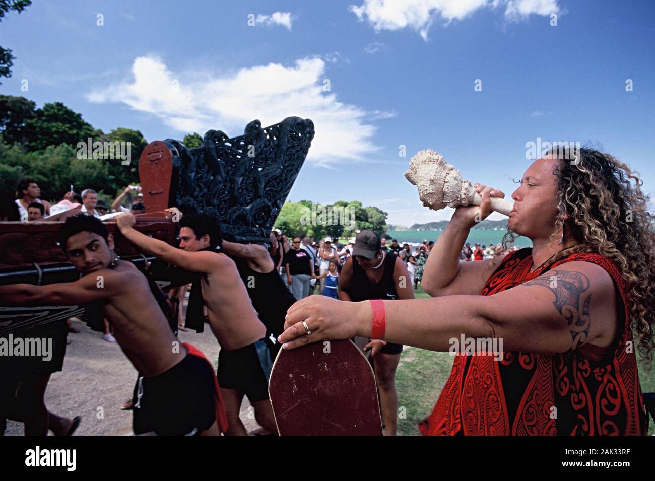 Während des Festivals in Waitangi Day, der Nationalfeiertag am 6. Februar in Auckland, der grössten Stadt auf der Nordinsel Neuseelands, ein l Stockfoto