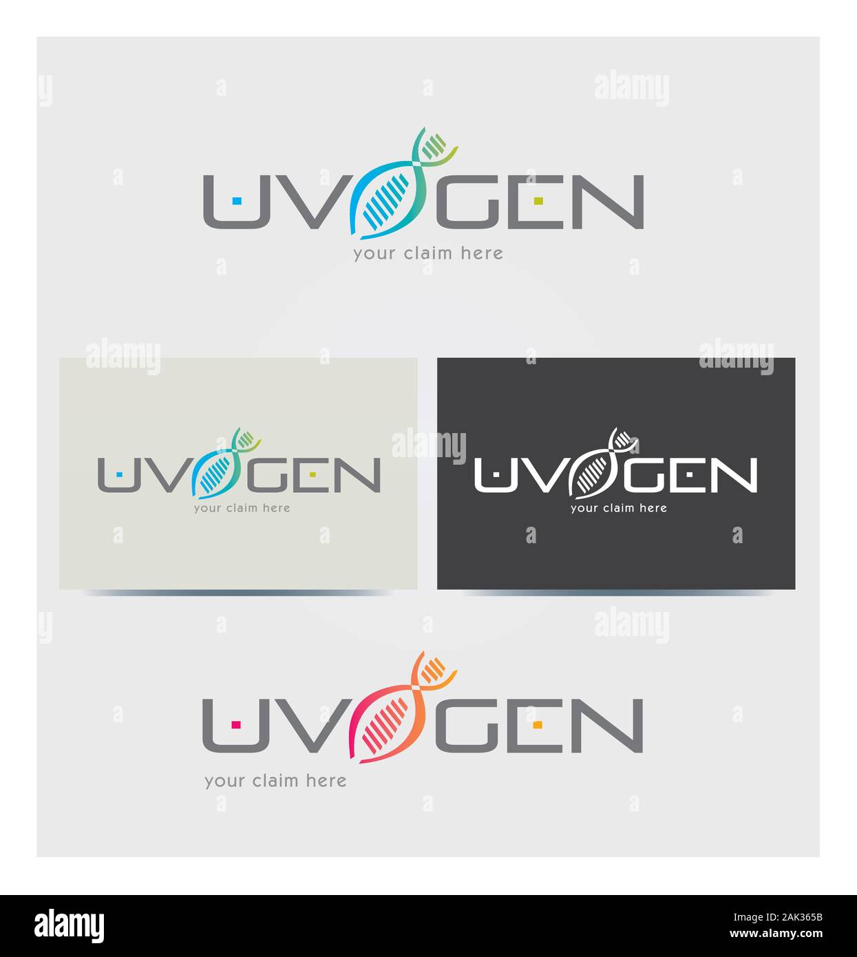DNA-Symbol, Genetik Logo für medizinische Healthcare Business, Karte Mock up in mehreren Farben Stock Vektor