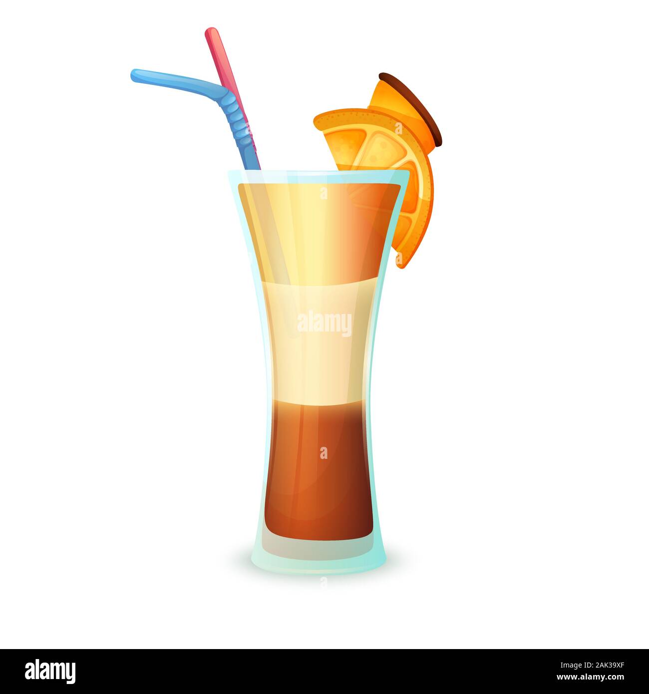 Realistische Cocktail auf weißem Hintergrund. Cocktail in ein Glas mit verschiedenen Elementen. Vector Illustration Stock Vektor