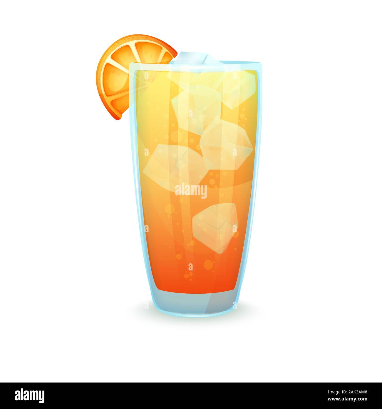 Realistische Cocktail auf weißem Hintergrund. Cocktail in ein Glas mit verschiedenen Elementen. Vector Illustration Stock Vektor