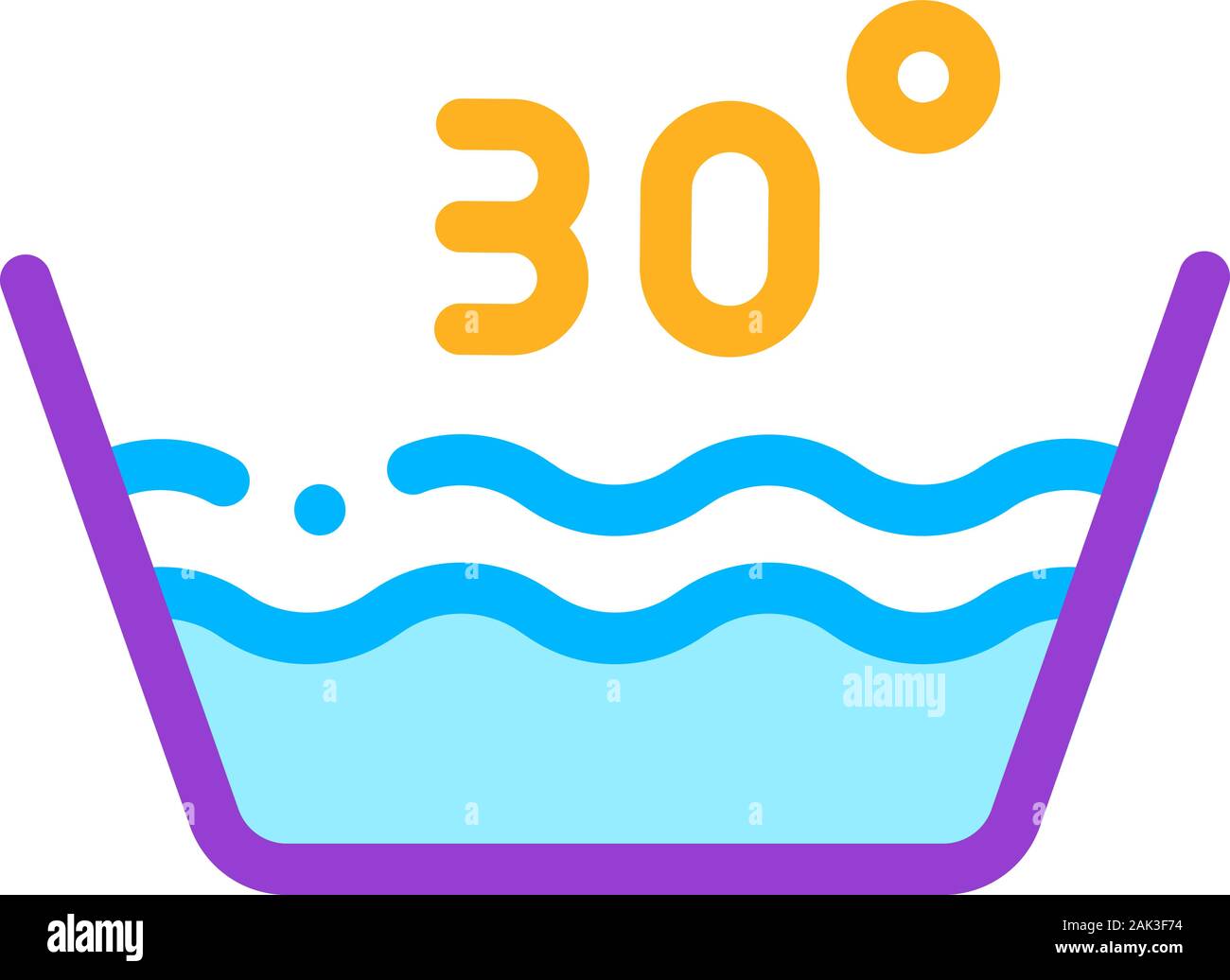 Wäscheservice dreißig Grad Celsius Vektor Symbol Leitung Stock Vektor