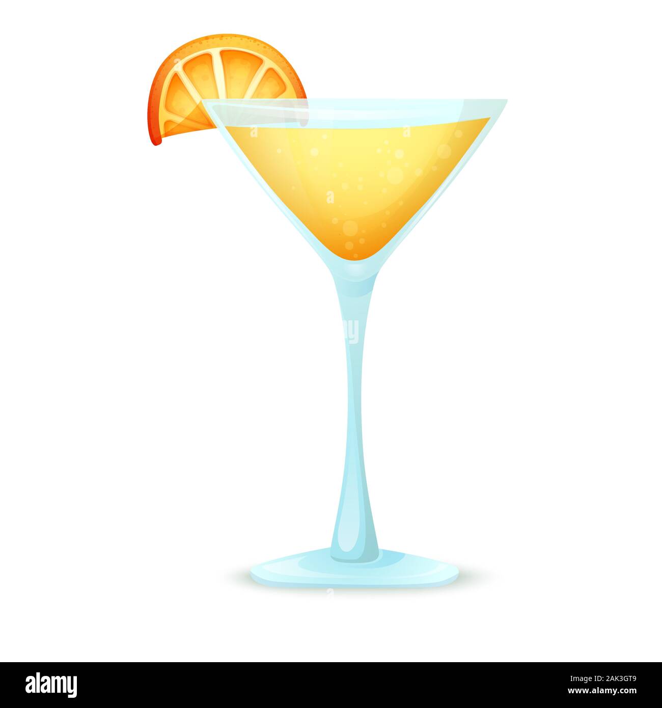 Realistische Cocktail auf weißem Hintergrund. Cocktail in ein Glas mit verschiedenen Elementen. Vector Illustration Stock Vektor