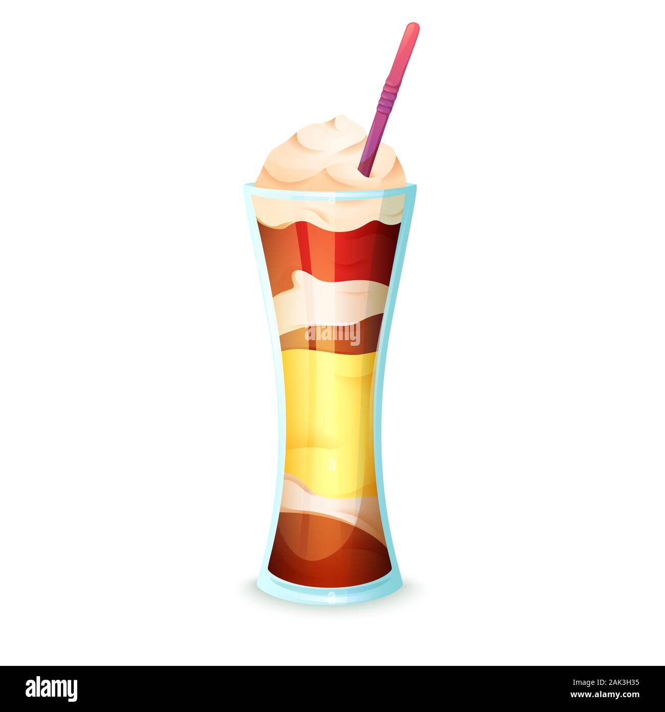 Realistische Cocktail auf weißem Hintergrund. Cocktail in ein Glas mit verschiedenen Elementen. Vector Illustration Stock Vektor