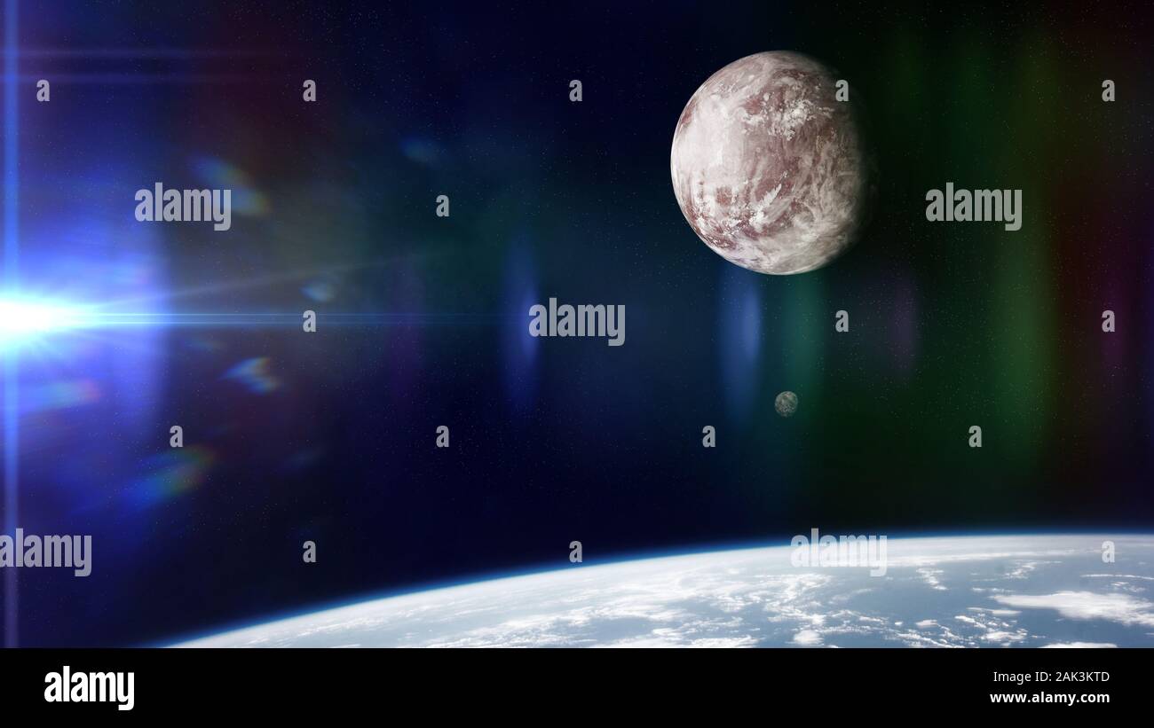 Außerirdische Welten, Planeten in fernen Sonnensystem Stockfoto