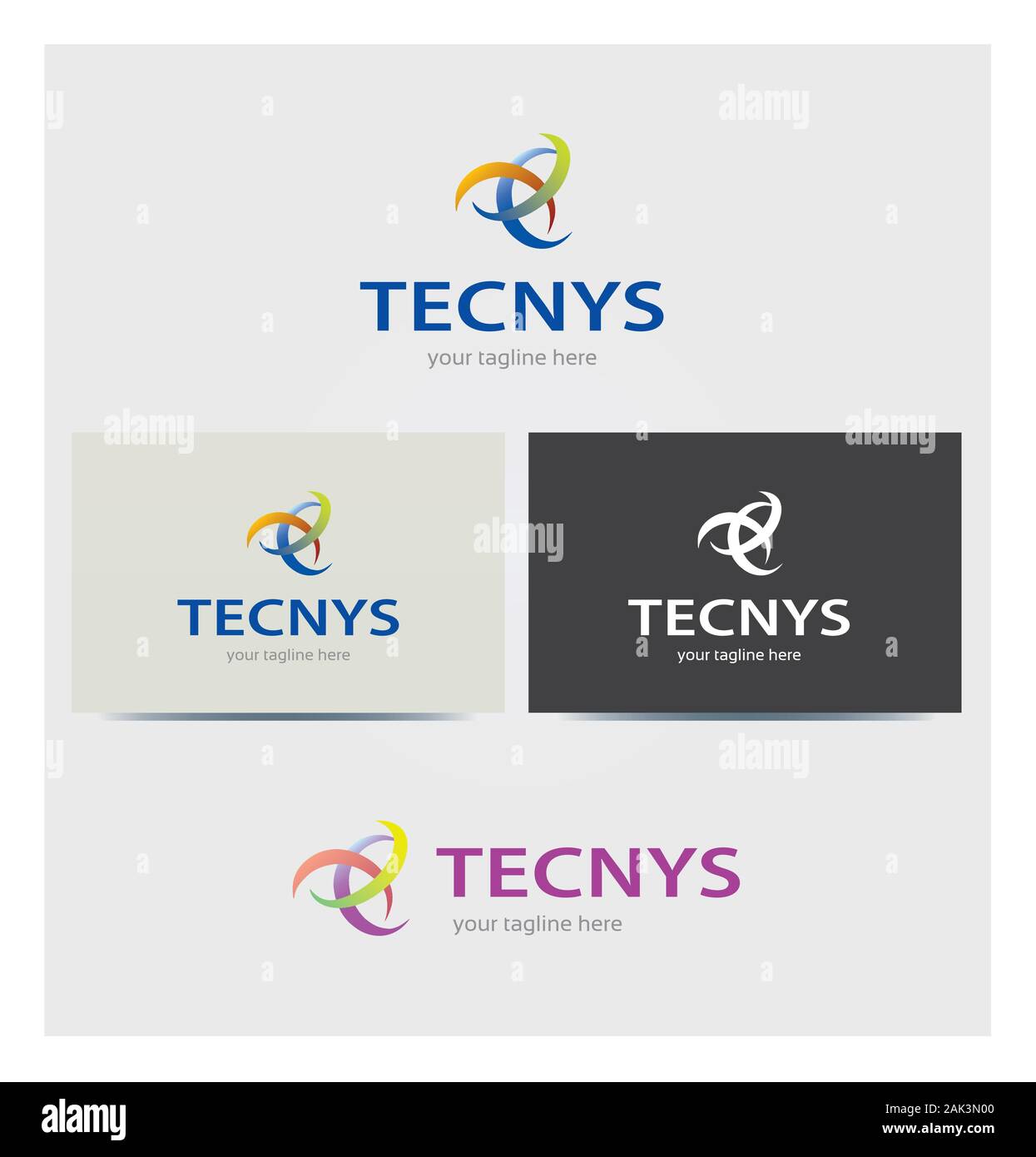 Technologie, Symbol, Logo für Corporate Business, Karte Mock up in mehreren Farben Stock Vektor