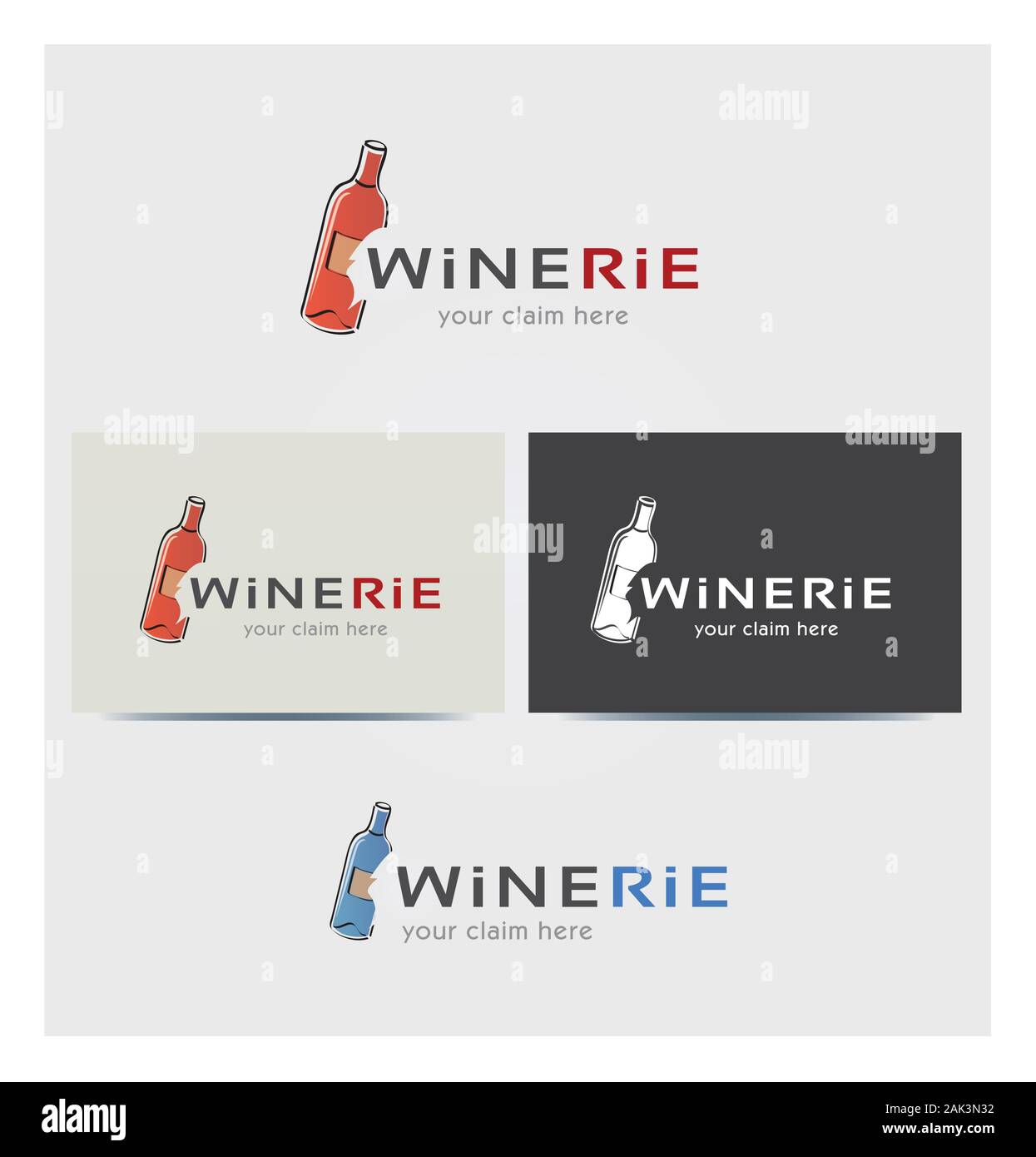 Wein Symbol, Logo für Corporate Business, Karte Mock up in mehreren Farben Stock Vektor