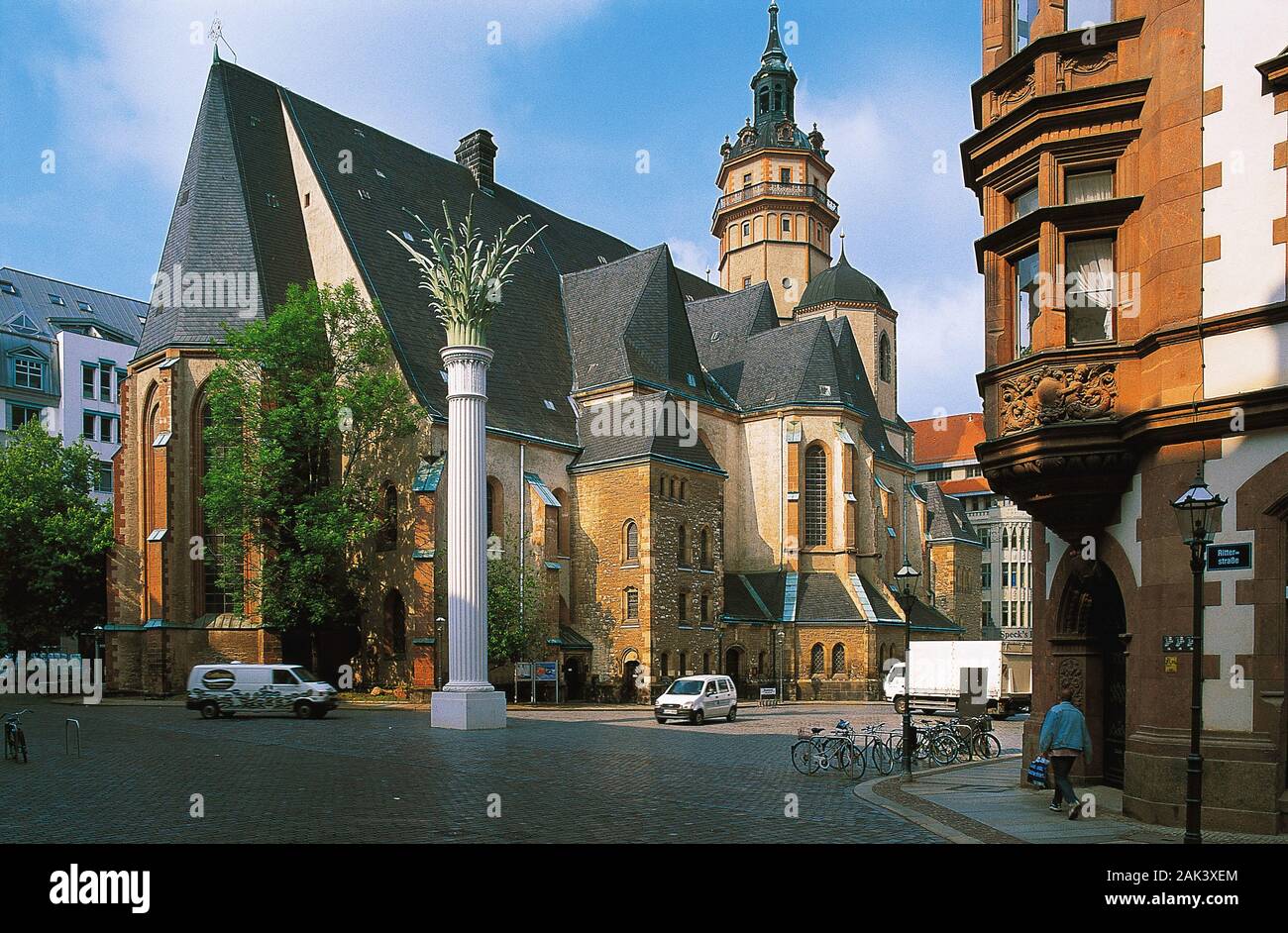 Der Nikolaikirche in Leipzig, Deutschland, ist eine spätgotische Hallenkirche. Es war vom zwölften bis zum sechzehnten Jahrhundert. Die hell Clas Stockfoto