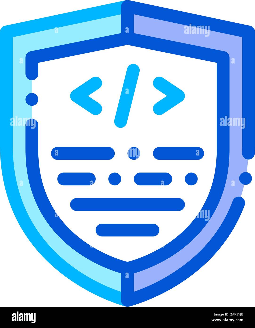 Codierung Antivirus Programm Vektor dünne Linie Symbol Stock Vektor