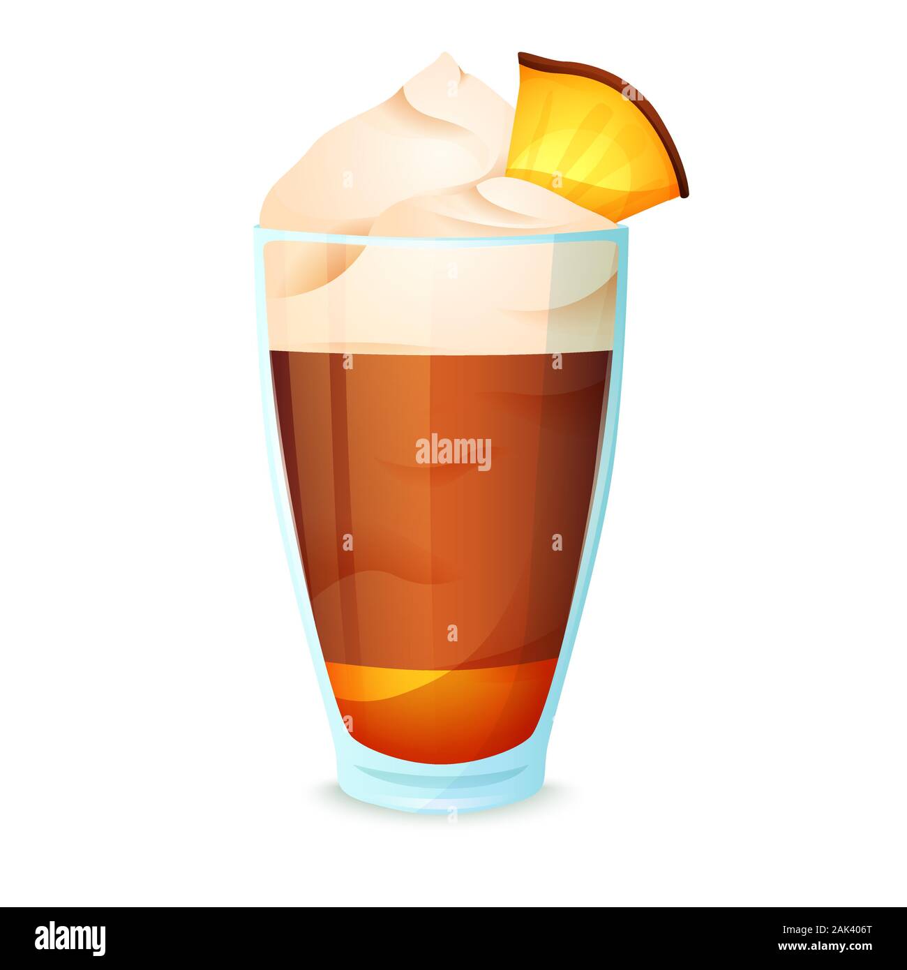 Realistische Cocktail auf weißem Hintergrund. Cocktail in ein Glas mit verschiedenen Elementen. Vector Illustration Stock Vektor