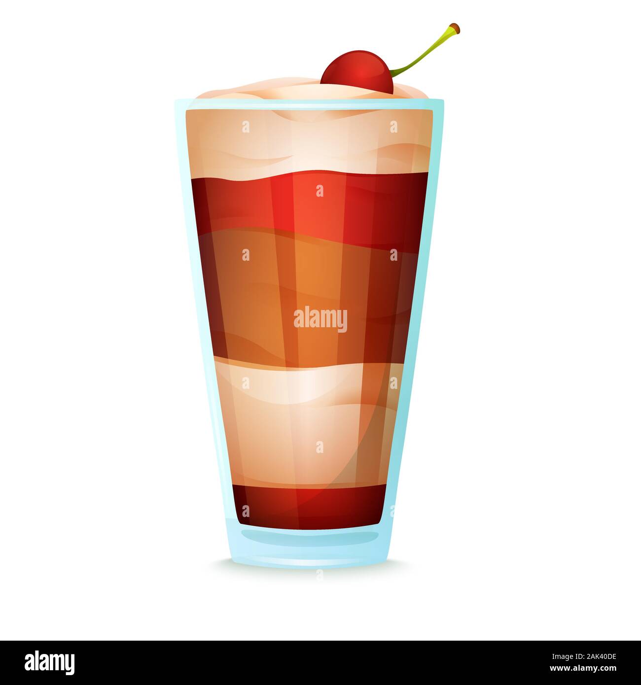 Realistische Cocktail auf weißem Hintergrund. Cocktail in ein Glas mit verschiedenen Elementen. Vector Illustration Stock Vektor