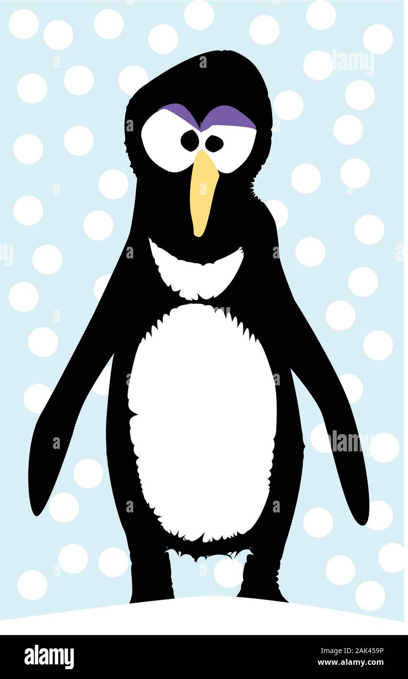 Eine einzelne glum suchen Penguin in einem Schneesturm. Stock Vektor
