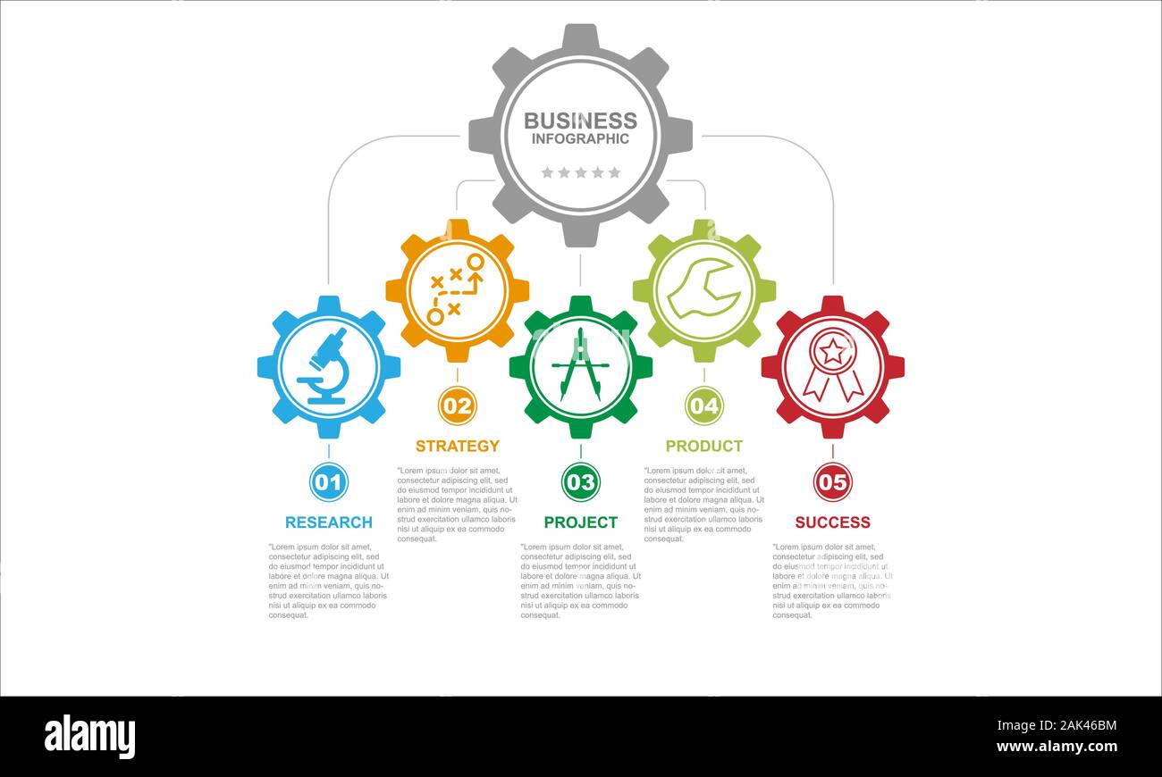 Business infografik 5 Schritt flach. Einfache template Design Stock Vektor