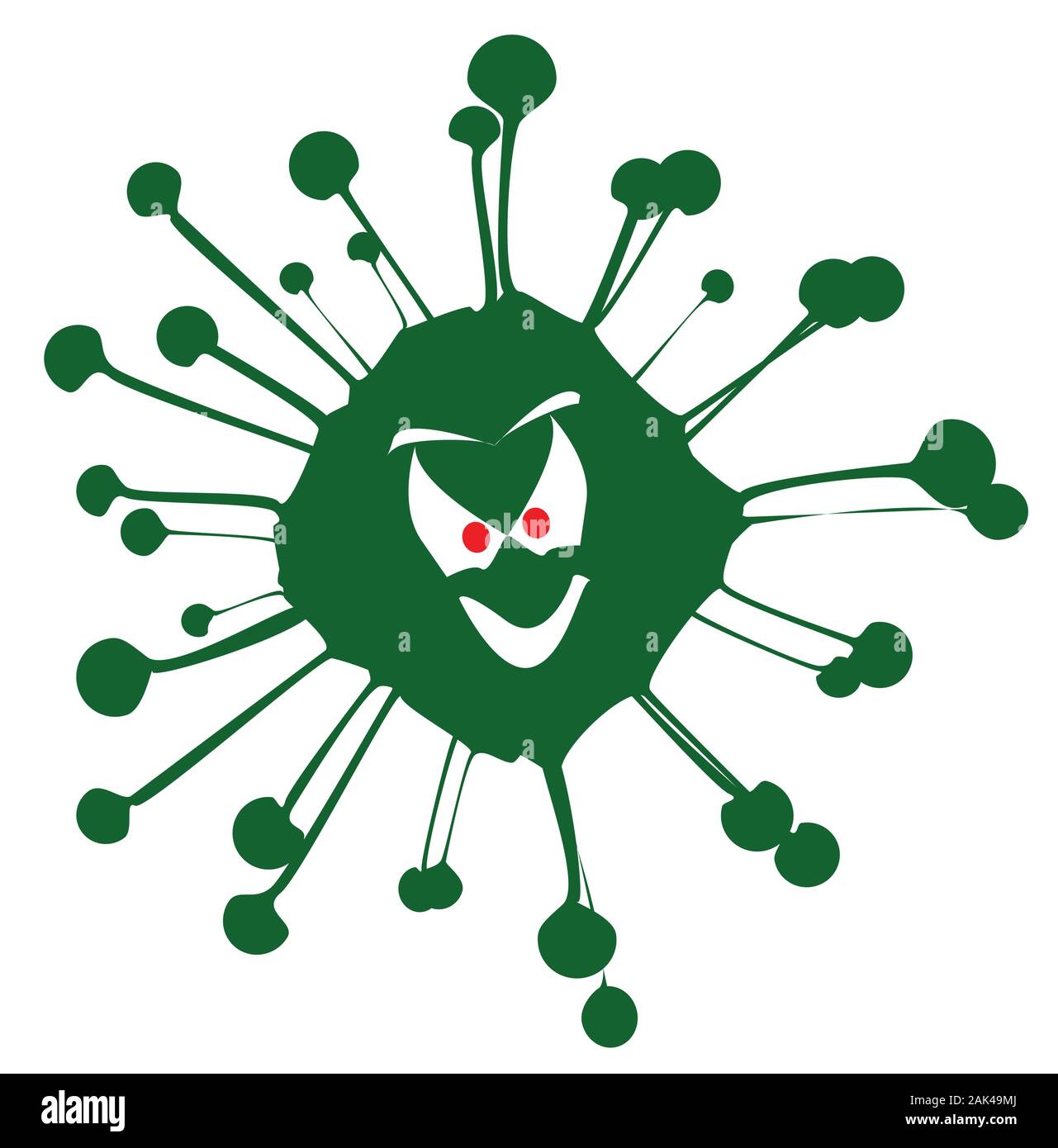 Ein Blob virale Infektion mit einem bösen Grinsen Gesicht isoliert auf weißem Hintergrund Stock Vektor