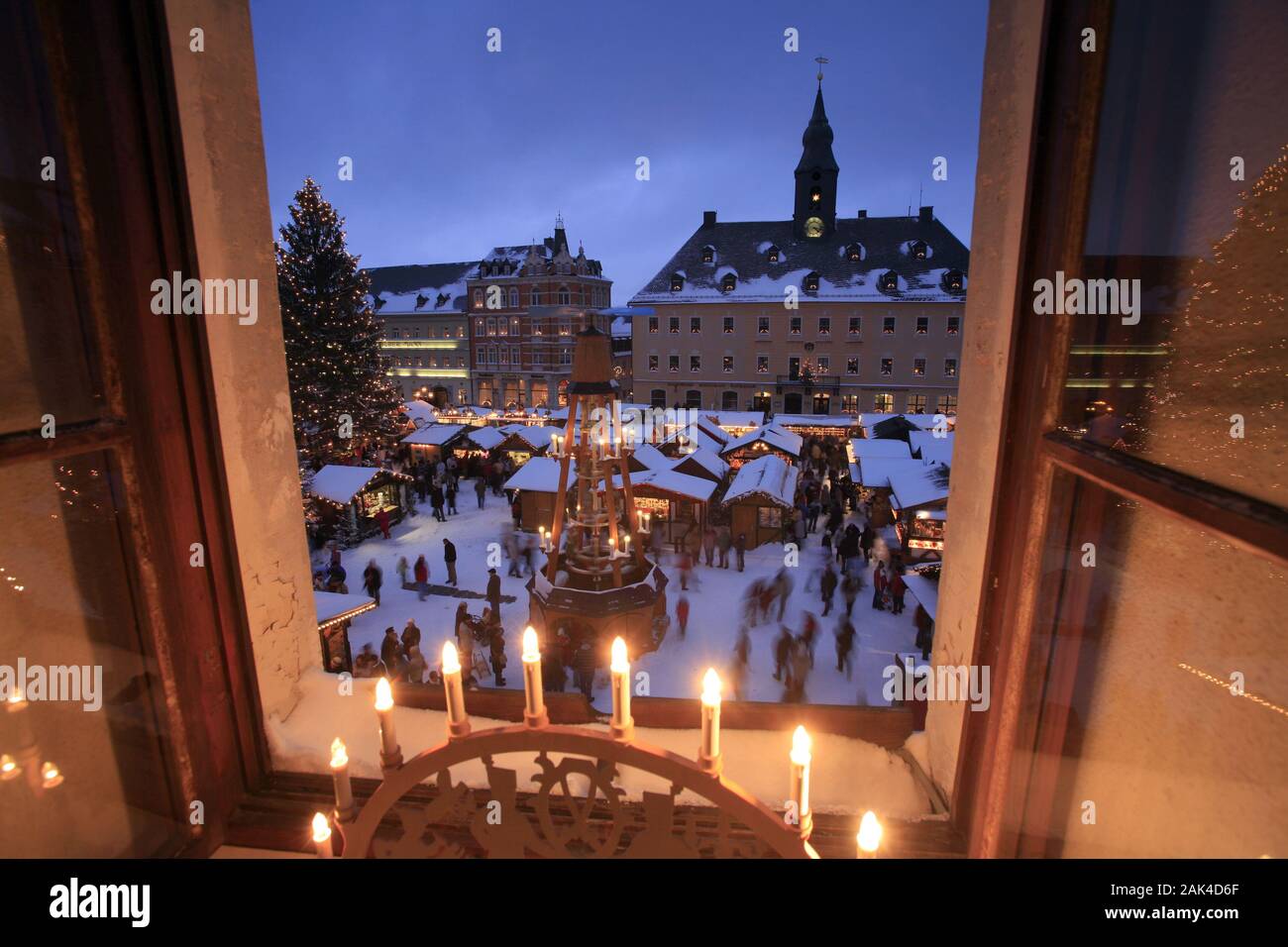 Deutschland: Erzgebirge - Weihnachtsmarkt in Angermünde | Verwendung weltweit Stockfoto