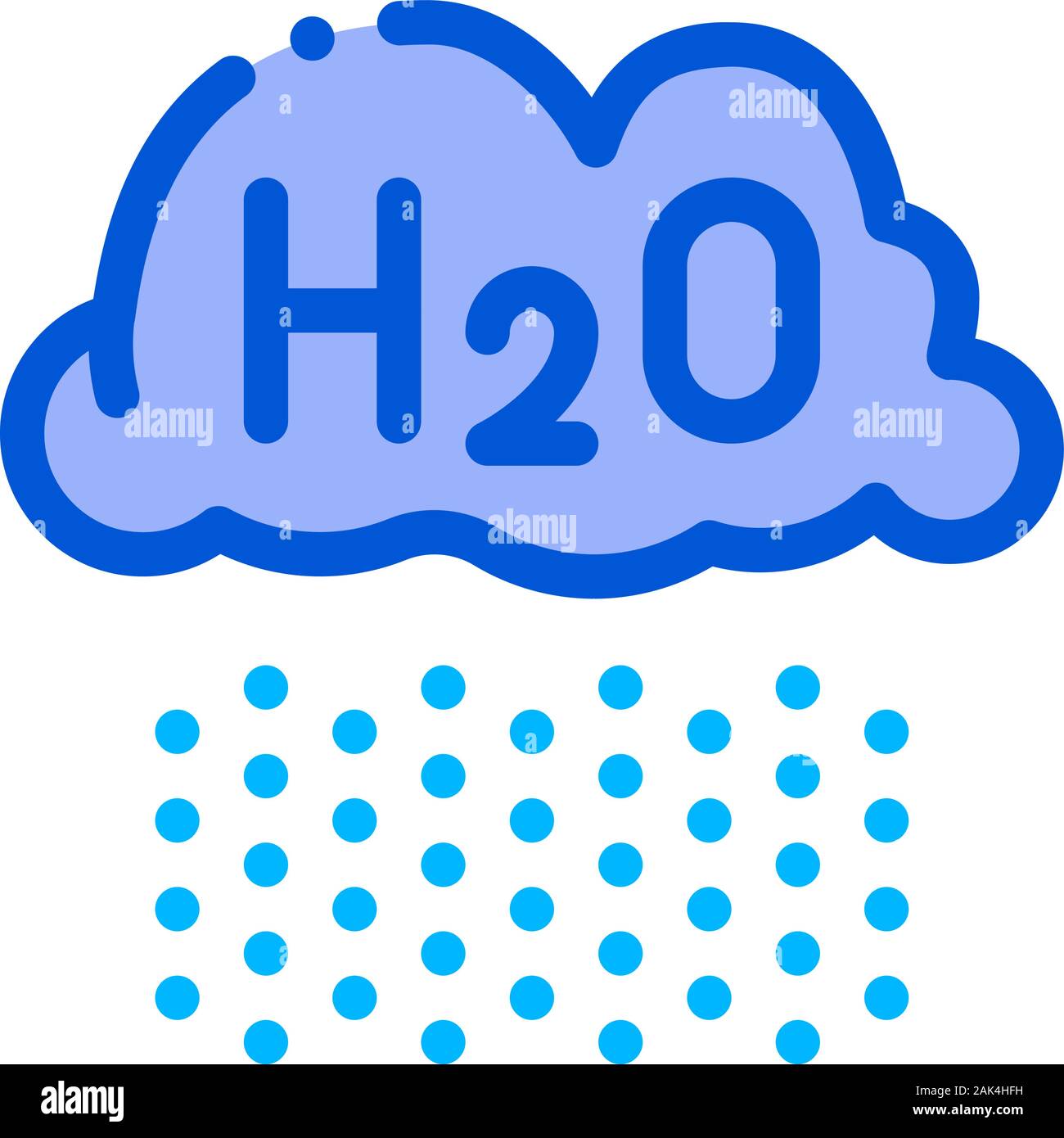 Regnet Cloud H2O Regen Vektor dünne Linie Zeichen Symbol Stock Vektor