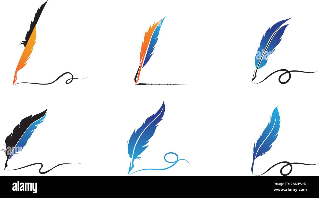 Feather pen Logo template Vector Illustration Stock Vektor