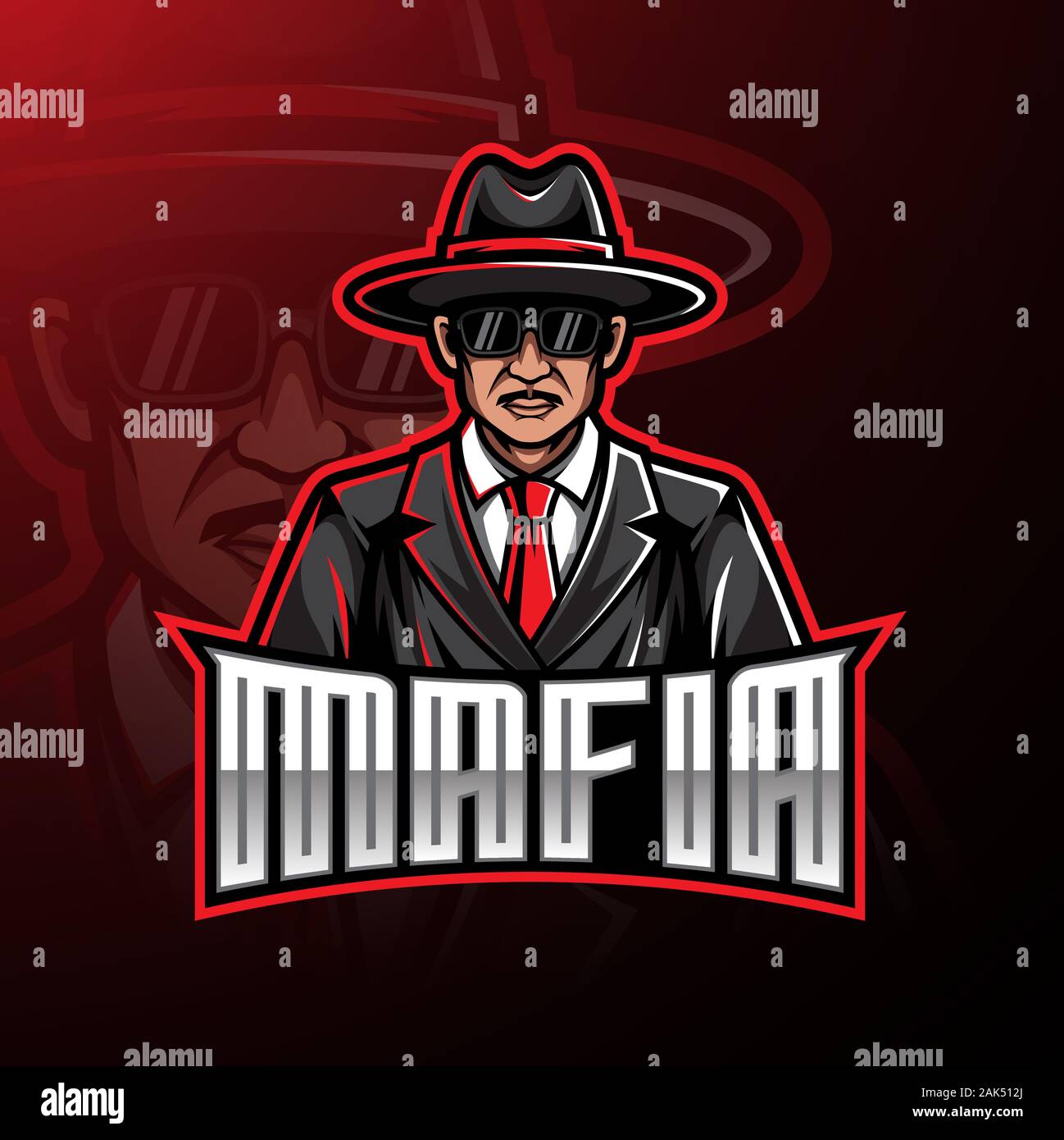 Mafia esport Maskottchen logo Gaming Design Stock Vektor