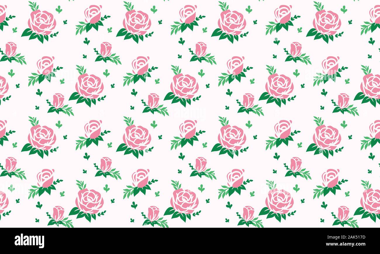 Elegante rosa Blume für Valentine, mit nahtloser und Blüten von Blatt und floralen Muster eingerichtet. Stock Vektor