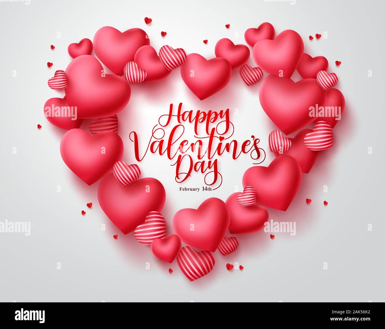 Valentines Herz vector Hintergrund. Happy Valentines Tag gruss Typografie in rotes Herz Form Platz für Text mit Herzen Elemente in Weiß Stock Vektor